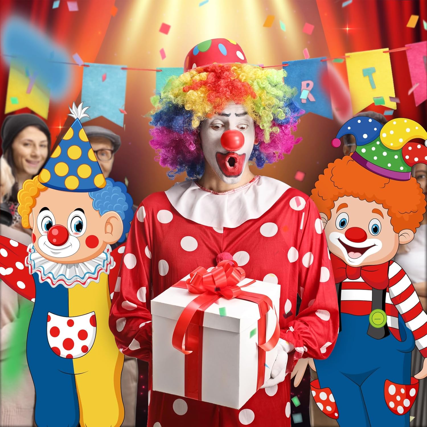 2 Pcs Circus Carnival Birthday Party Decorations, 13 x 39 Inch Large Funny Circus Clown Carnival Yard Signs for Birthday Party Supplies Outdoor Lawn Yard Patio Decorations