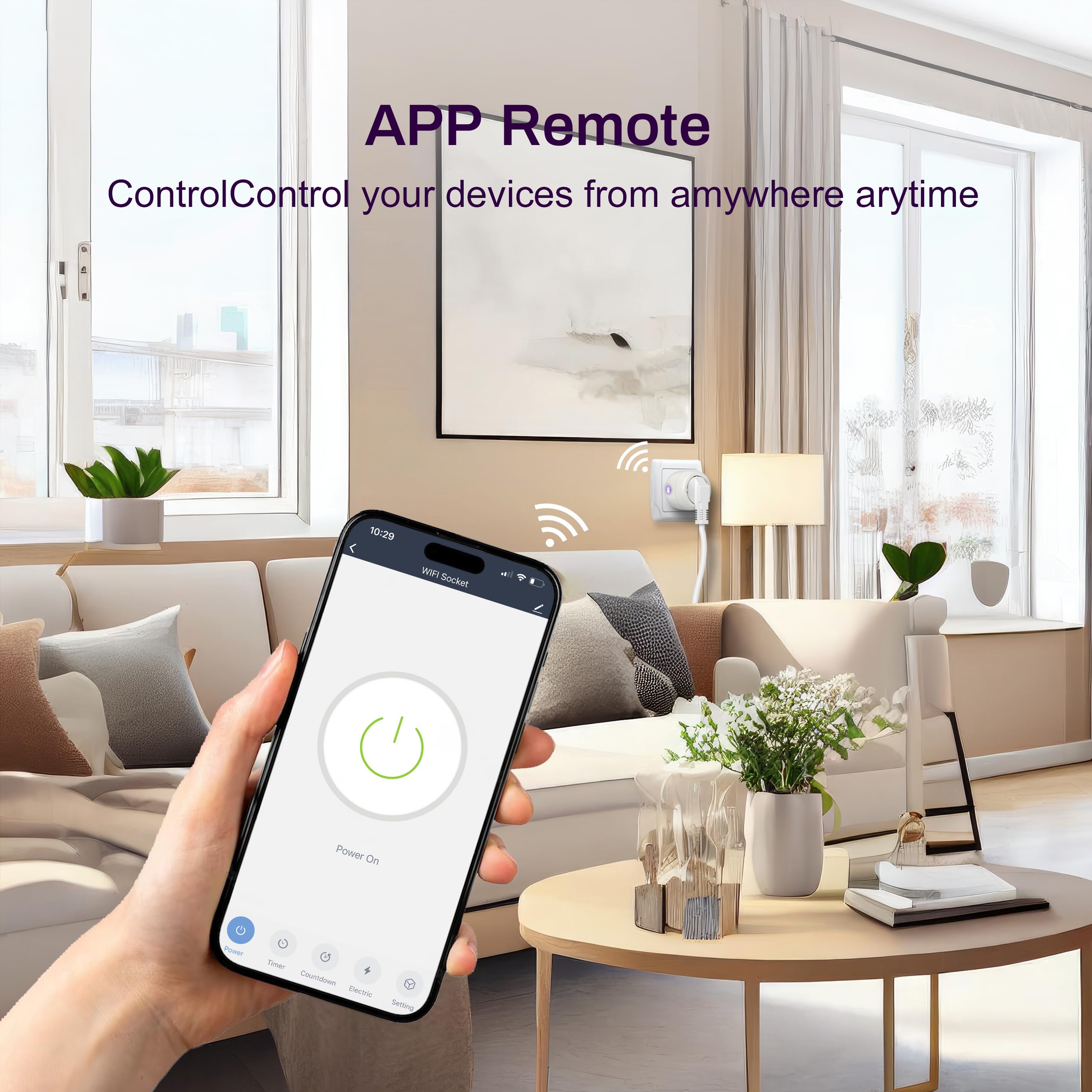 UCOMEN TYPE F (EU) Prise Connectée WiFi, 16A 3680W Prise Intelligente, Compatible avec Alexa, Google Home, Smart Life, Pack de 4, Wi-Fi 2,4 GHz Requis