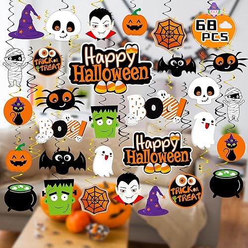Halloween Hanging Decorations 68PCS Halloween Decorations for Classroom Hanging Ghost