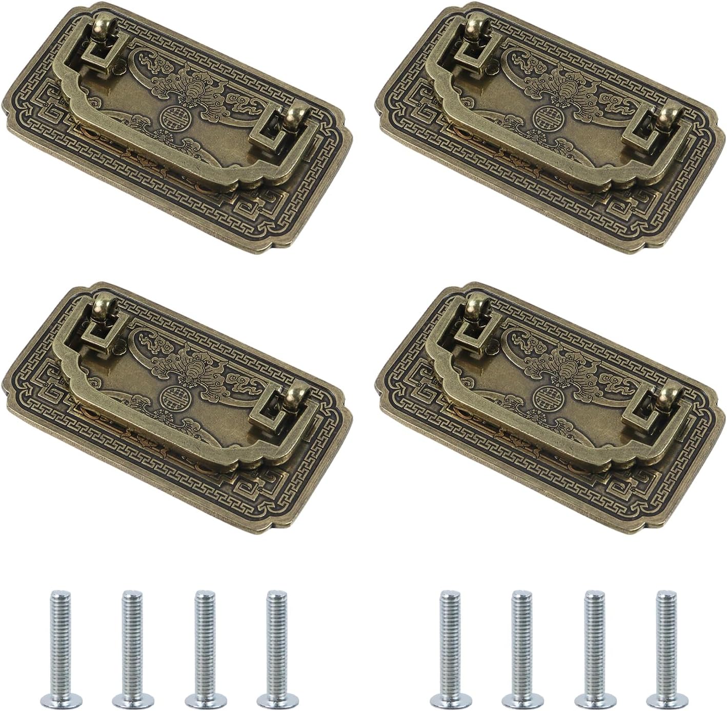 MY MIRONEY 4PCS Antique Bronze Bail Drawer Pull Handle - 64mm/2.52" Zinc Alloy Cabinet Knob Hardware, Ideal for Wardrobes, Cabinets & Furniture | Modern Design