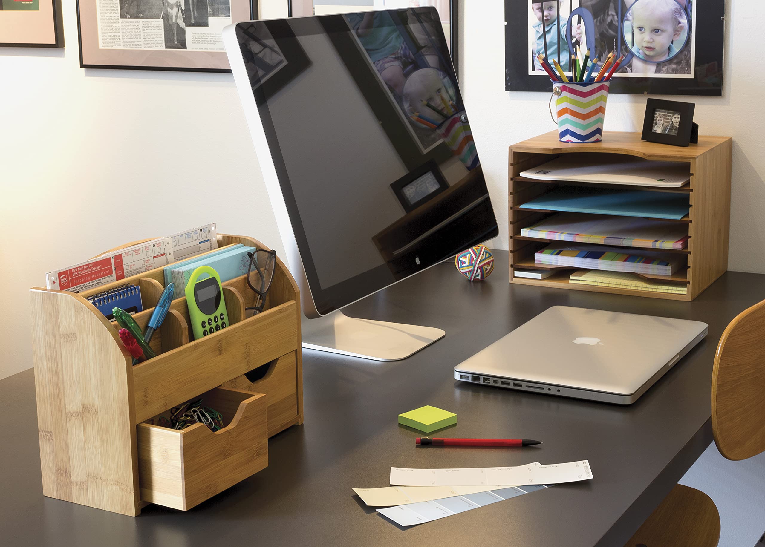 Lipper International Organizador de Archivos de bambú con 4 divisores, Madera, 12 5/8" x 9 1/4" x 9 1/2"