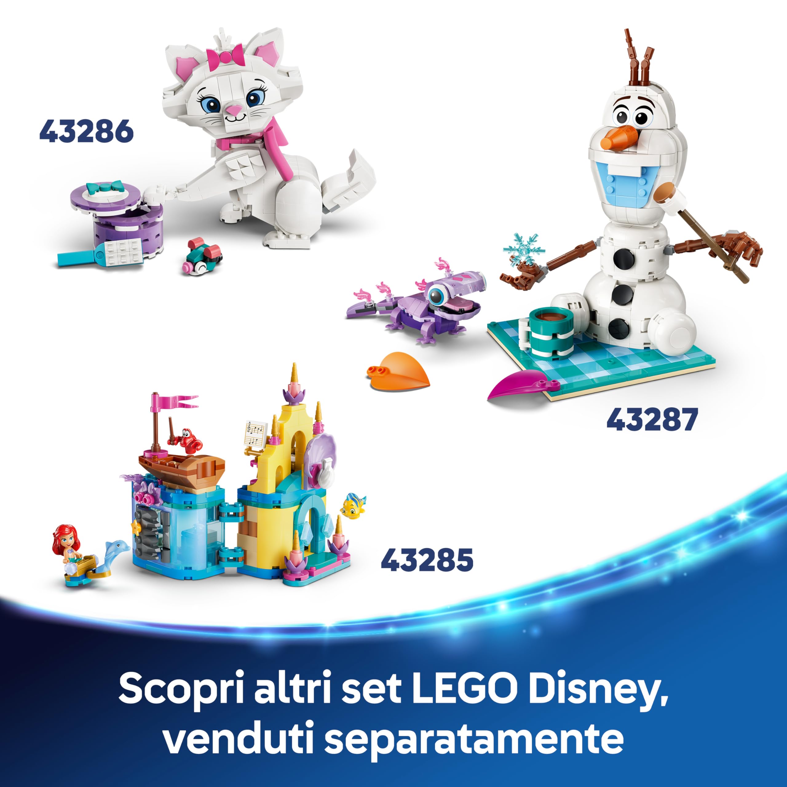 LEGO | Disney Frozen Castello di Ghiaccio di Elsa e Avventura sulla Neve - Giocattolo con Mini Bamboline di Anna ed Elsa, Olaf, Binari del Treno e Carrelli da Neve - Regalo per Bambine 4+ Anni - 43281