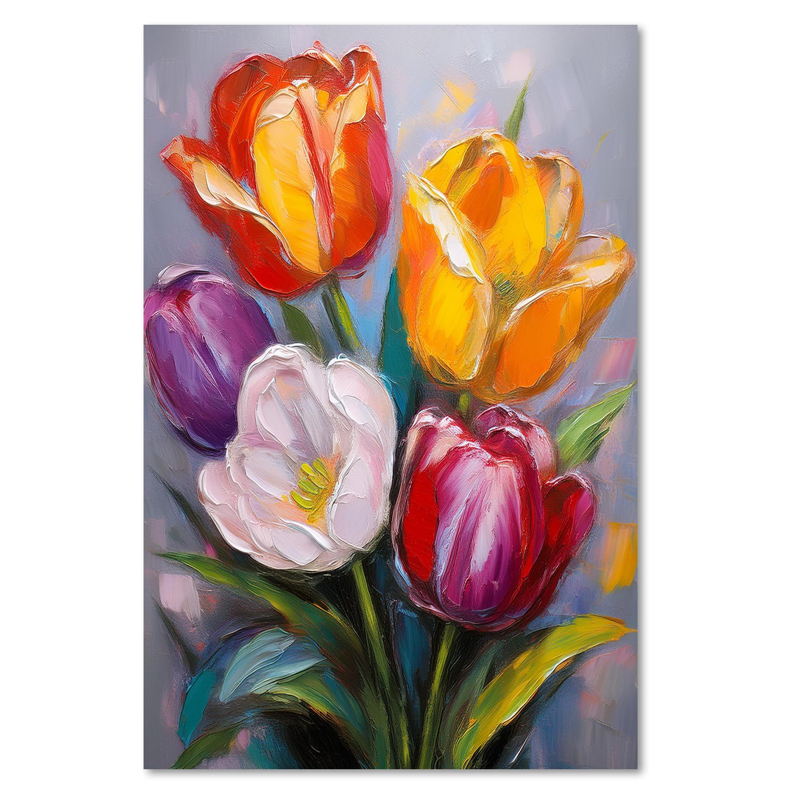 Lienzo decorativo de tulipanes modernos: decoración de pared para salón de 40x50 cm 8