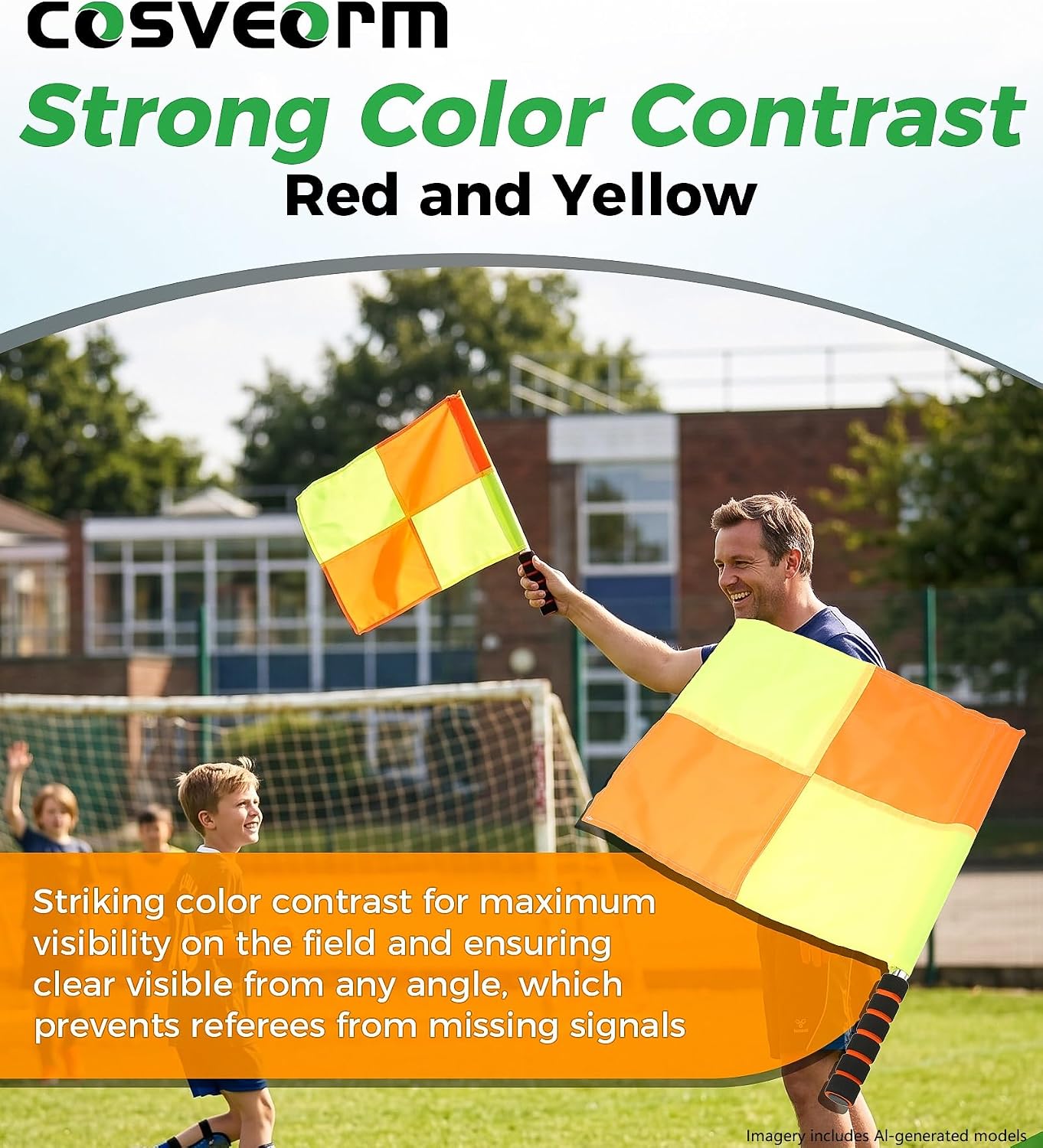 2 pack Soccer Referee Kit, Football Linesman Checkered Flag Set