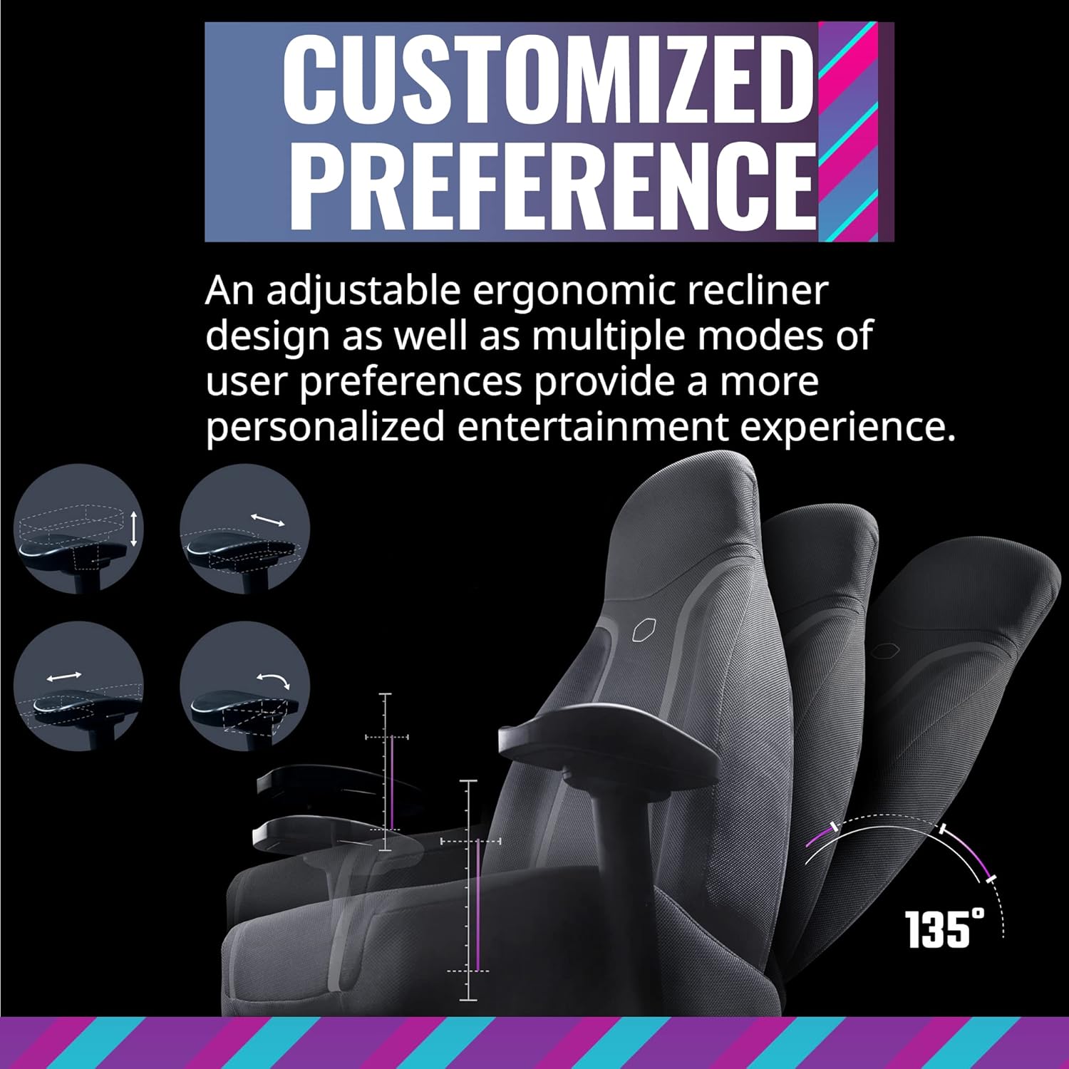 Cooler Master Synk X chair showing reclining and leg rest features