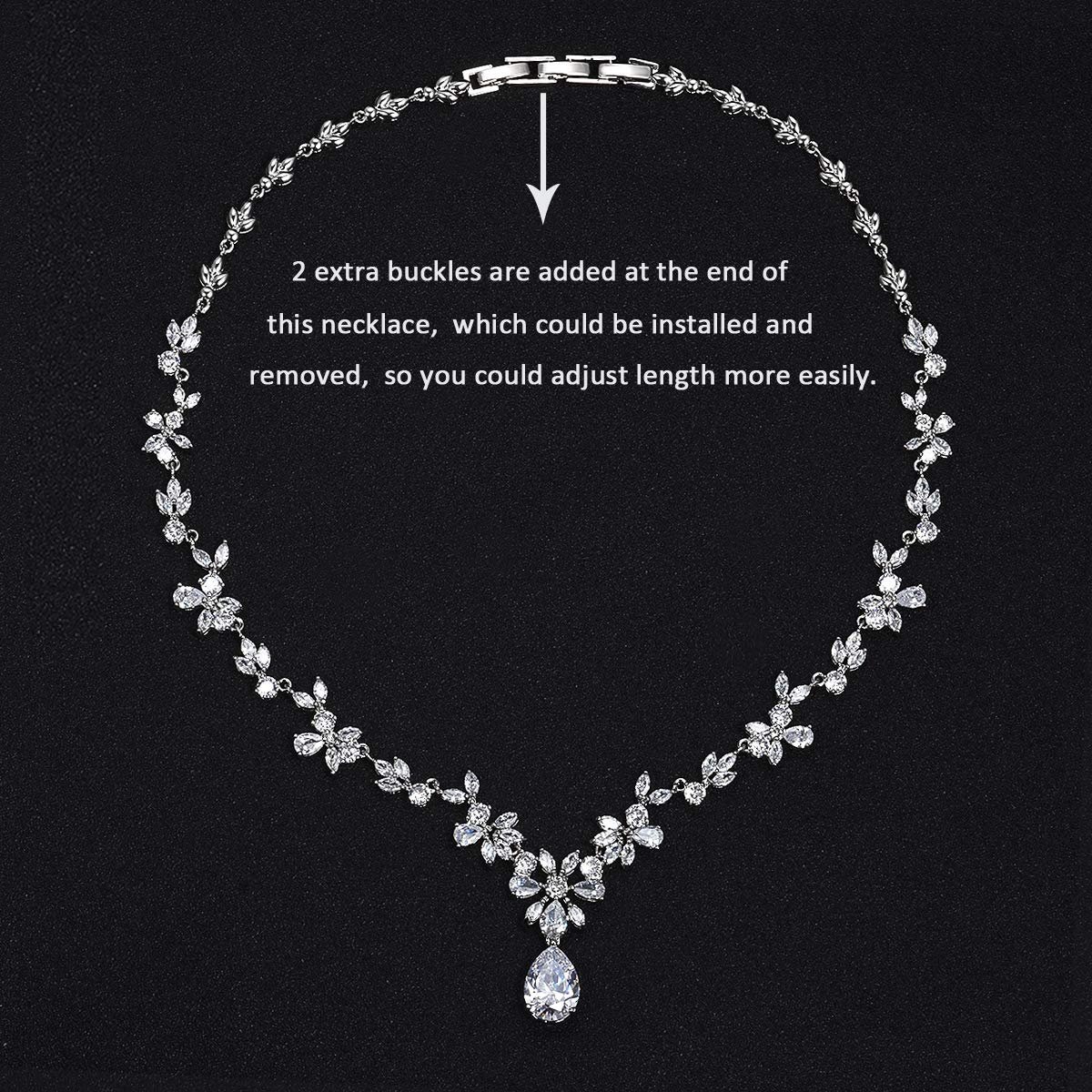 Bijoux Parure Collier et Boucles d'oreilles Fleur Feuille Pendentif Goutte d'eau Parures de Mariage Soirée