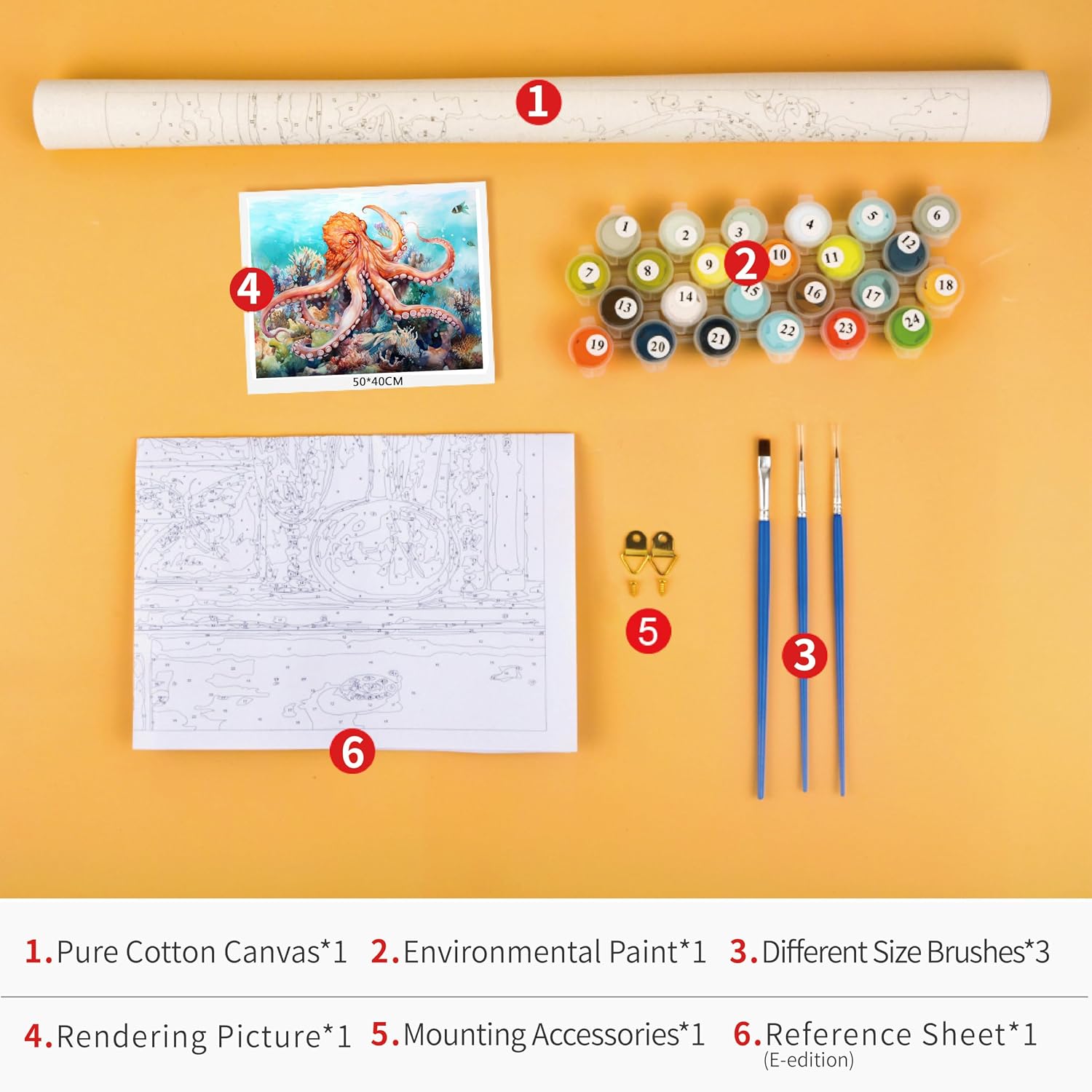 TUMOVO Paint by Numbers for Adults Beginner DIY Paint by Number Octopus on the Seabed Sea Animals Paint Number Kits for Living Room Bedroom Student Dormitories Decor 16x20 inch (Without Frame)