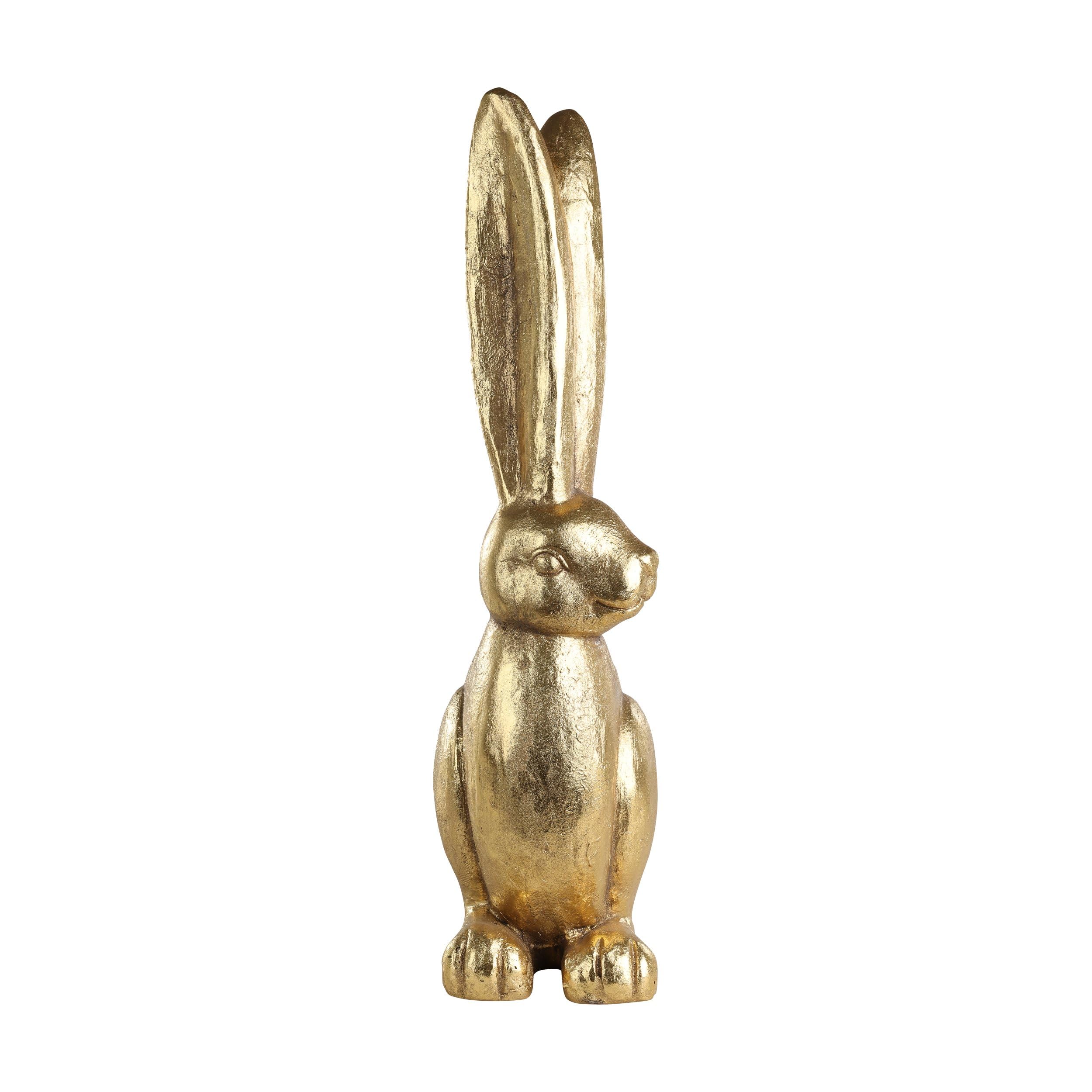 EGLO LIVING Osterdeko Hase Chilandy, große Deko Figur Ostern Frühling, Frühlingsdeko Osterhase, Elegante Osterfigur aus Kunststein in Gold, 62 cm | Frühlingsdeko Osterhase, elegante Osterfigur aus Kunststein in Gold, 62 cm