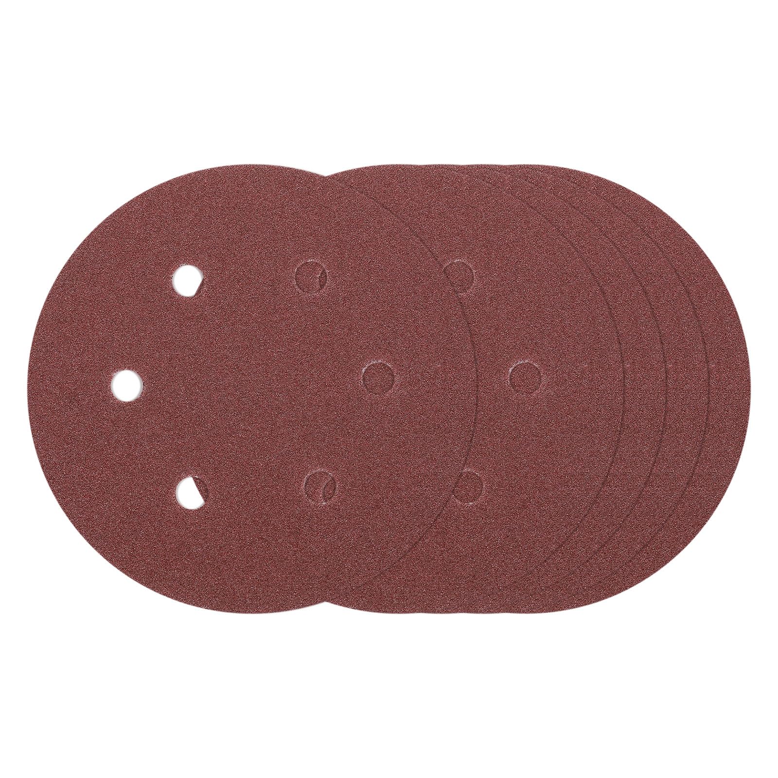 Kozelo 5 Pcs Sanding Disc 152 mm 80 Grit 6 Hole Hook and Loop Random Orbital Sandpapers Suitable for Drywall Sander Wood Metal Furniture, Red