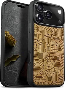 Carveit Wooden Case For IPhone 15 Pro Magnetic Case, Compatible With MagSafe Wireless Chargers, Shockproof Cover, Handmade Shell Inlaid & Wood Artisan Engraved (A Tiger Amidst Flowers) Blackwood