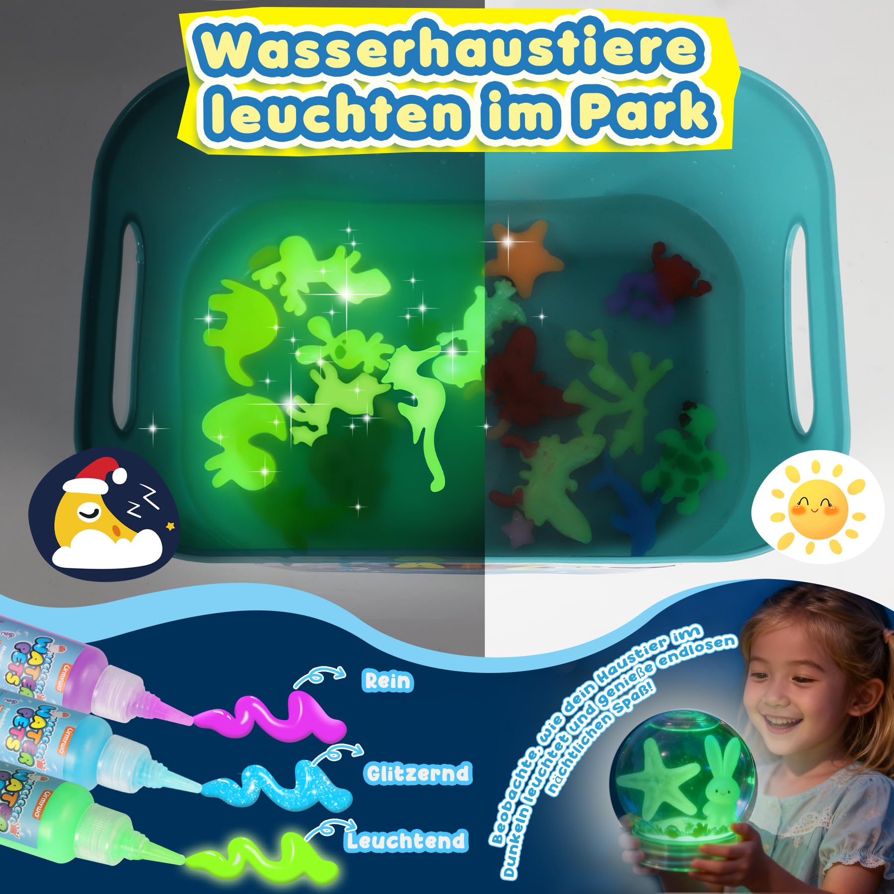 URMYWO Magic Water Gel Toy Kit, DIY 3D Magisches Wassergel-Spielzeug, Aqua Gelz Set mit 20 Farben & 24 Formen, Kreatives Spielzeug Geschenk für Kinder ab 3+, Jungen und Mädchen