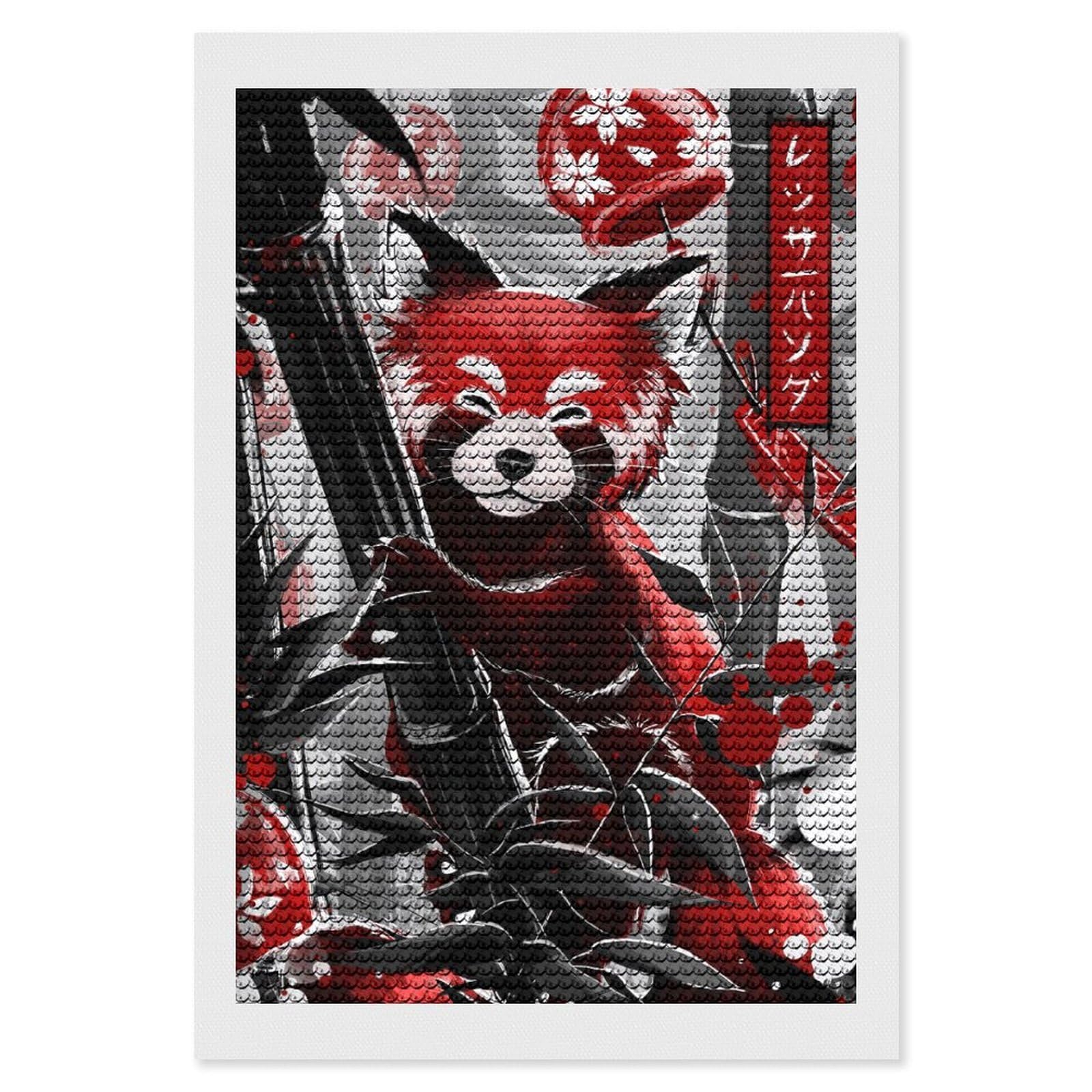 Junmoney Guardian of The Emerald Forest - Red Panda Diamond Art Kit 8"x12", Creative Leisure Activity, Complete Accessories, Vintage Style Decor, for Women