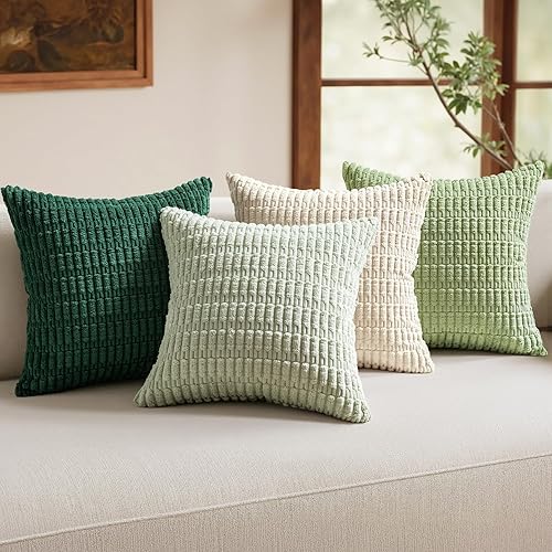 Miniatura 39 de MIULEE Juego de 4 fundas de almohada decorativas de pana estilo bohemio de primavera de 18 x 18 pulgadas para sofá, sala de estar, sofá y cama,