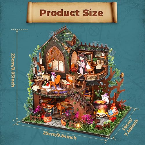 Miniatura 2 de Tzgsonp Kit de rincón de libros, casa de muñecas de bricolaje, estante de libros, decoración de callejón con luz LED, kit de rincón de libros en