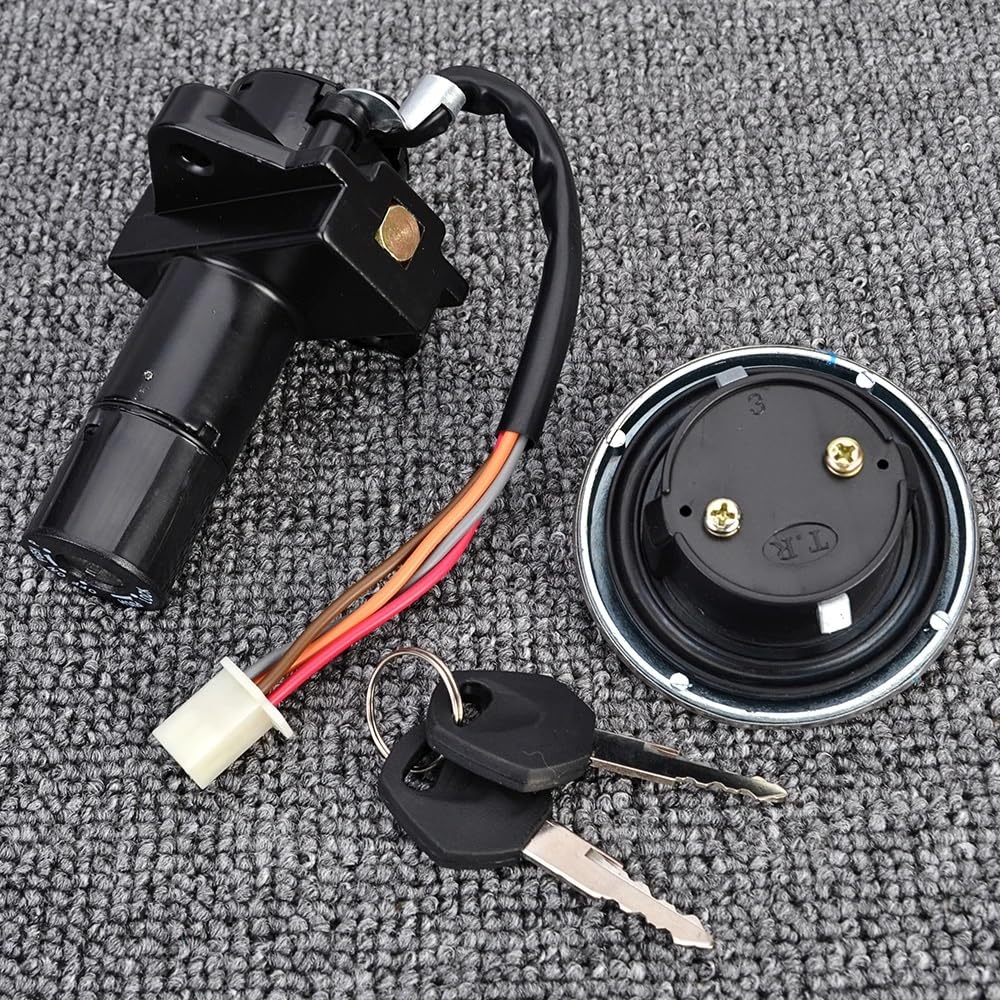 Serrure Démarreur Moto pour Suzuki GN250 1985-2001 Kit D'interrupteur D'allumage De Moto Ensemble De Bouchon De Réservoir De Carburant avec 2 Clés Serrure D'Allumage Moto