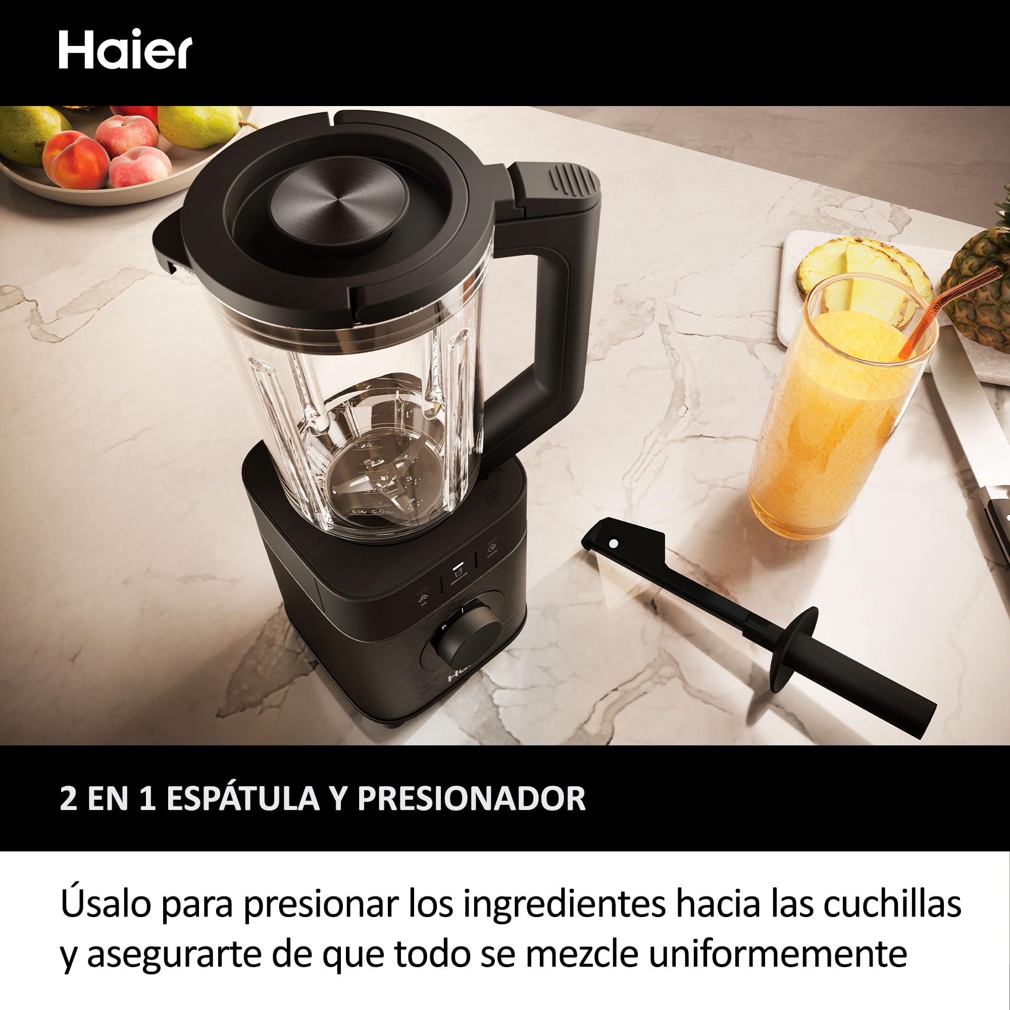 HAIER Batidora de Vaso con Triturador de Hielo, Batidora Smoothies, 5 Velocidades Variables, Limpieza Automática, Jarra de Vidrio de 1.7L, Jarra Portátil de 0.6L, 1200W [I-Master Series 5]