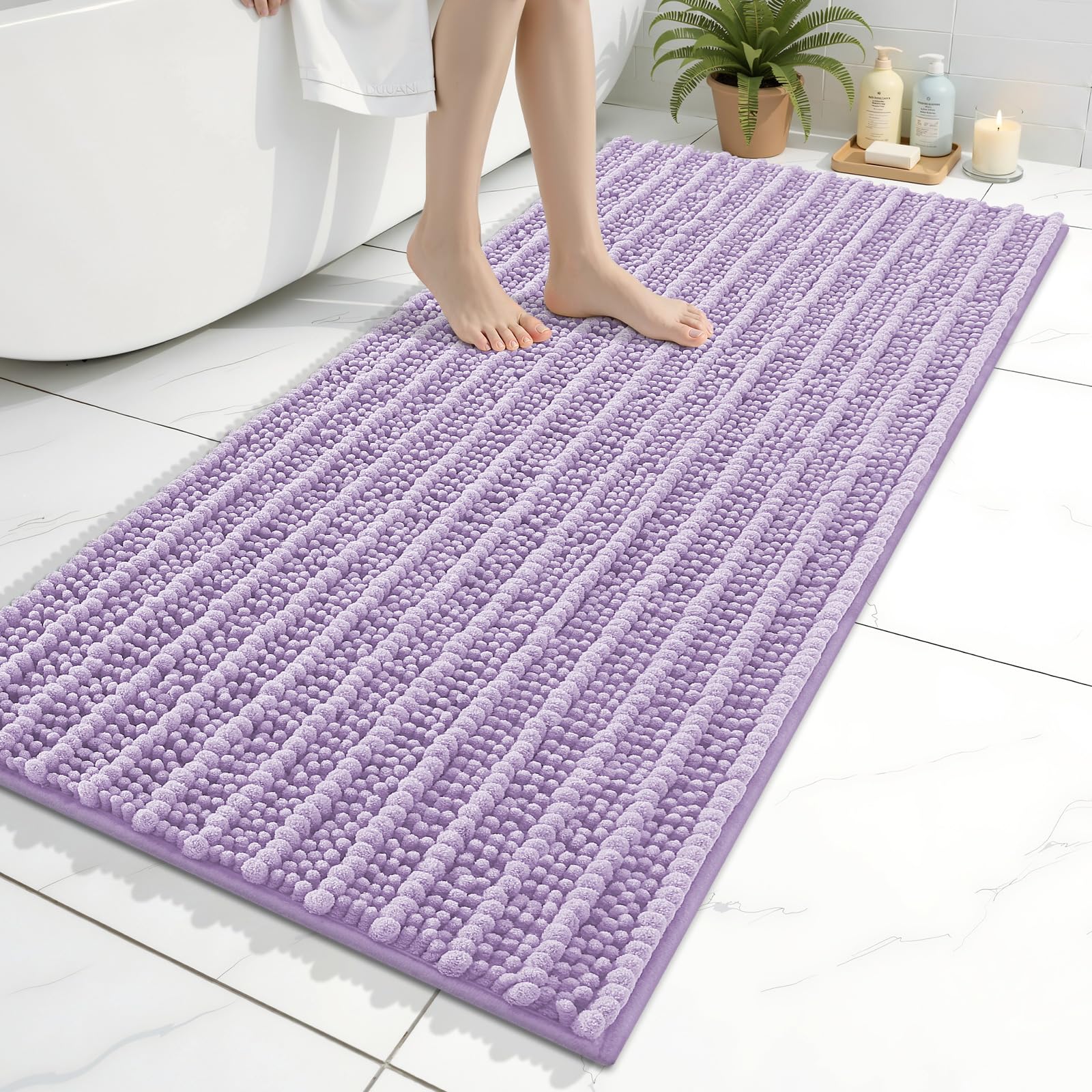 Arotive Bathroom Rugs Mat 47x24, Soft Absorbent Chenille Shaggy Bath Mat