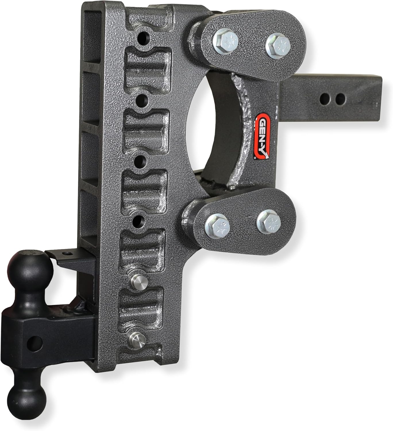 GEN-Y Hitch Heavy Duty Tow Hitch for 2.5" Receiver - 12" Drop/Rise with 6 Adjustable Positions, Includes Dual Ball Mount and Locking Pin, 21,000 lbs Towing Capacity, 2,400 lbs Tongue Weight