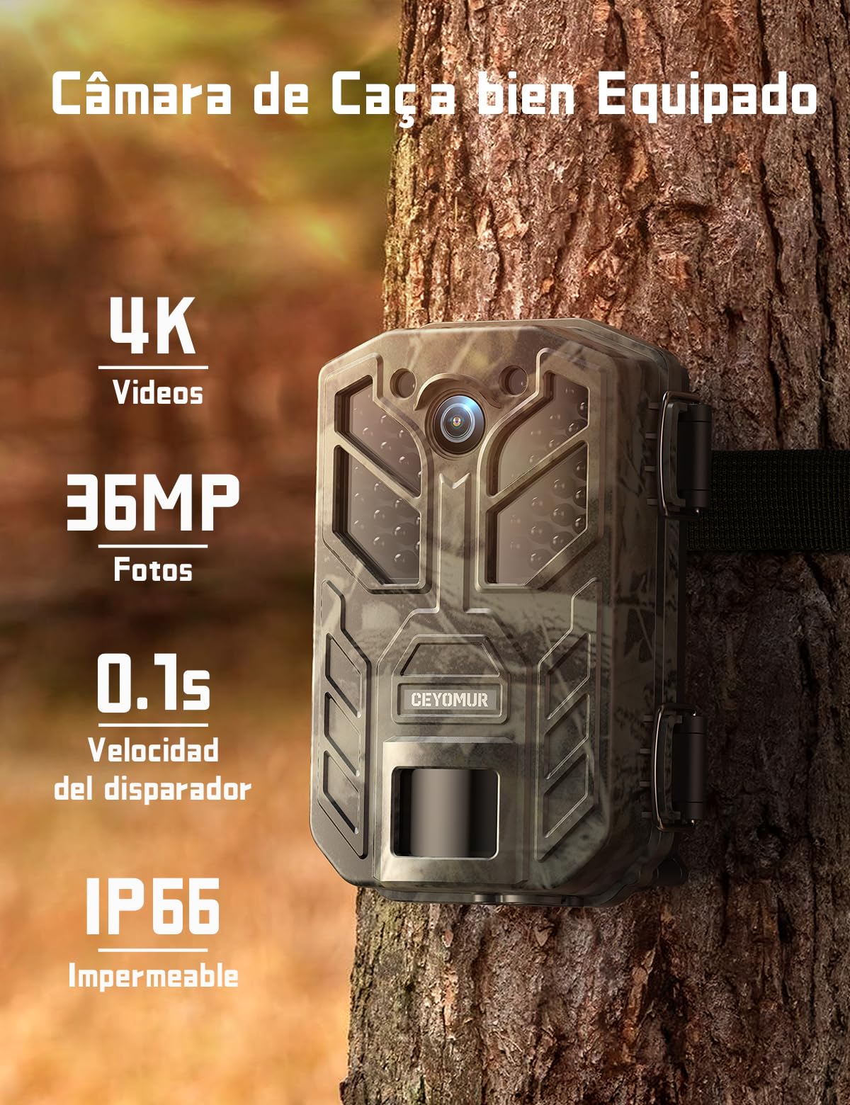 Campark Color Night Vision Trail Camera 4K 60MP Trail Camera, Game