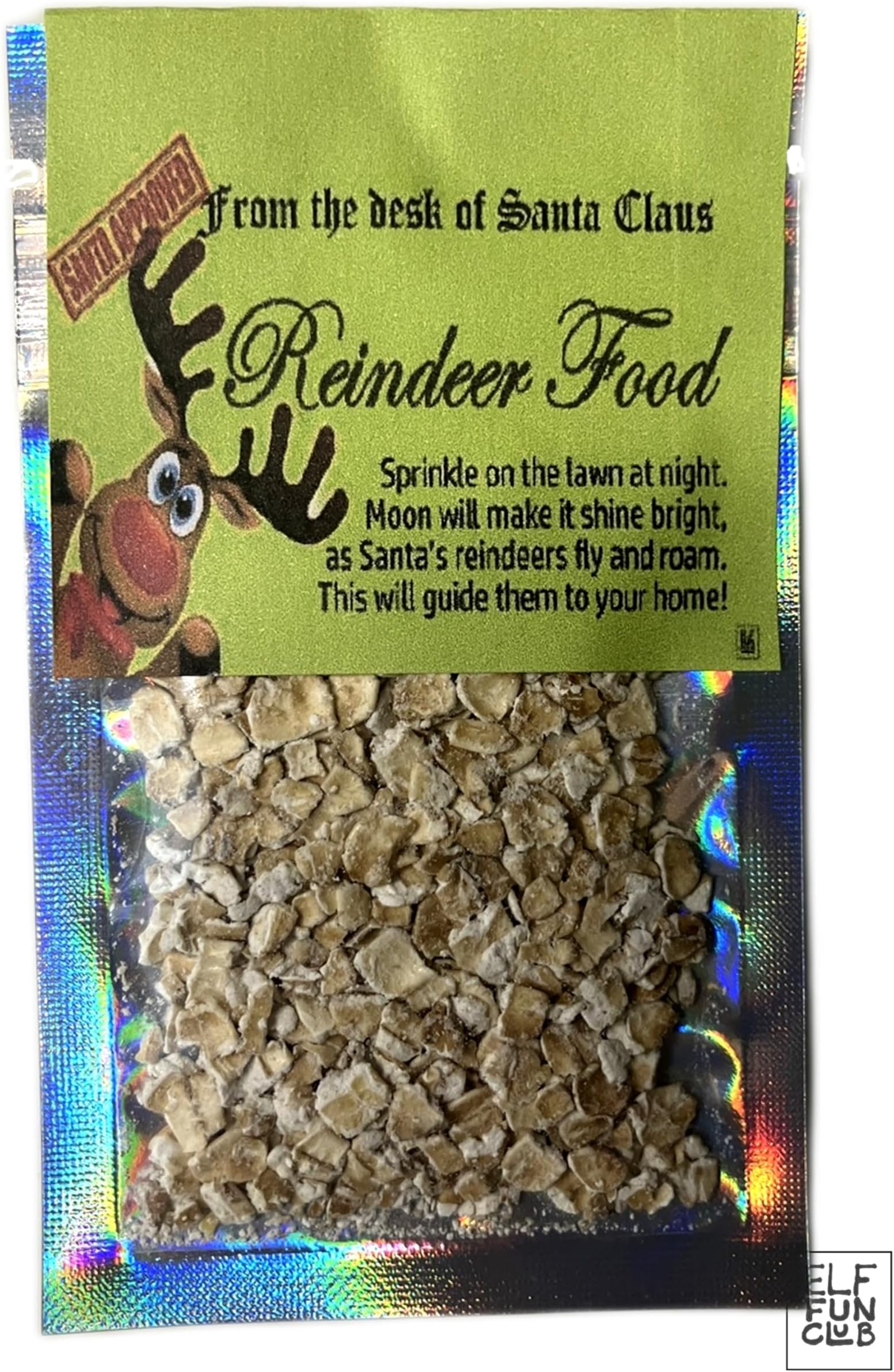 ELF FUN CLUBMagical Reindeer Food - Reindeer Poem - Wildlife Friendly Organic Oats - Christmas Eve Box Filler (DARK GREEN)