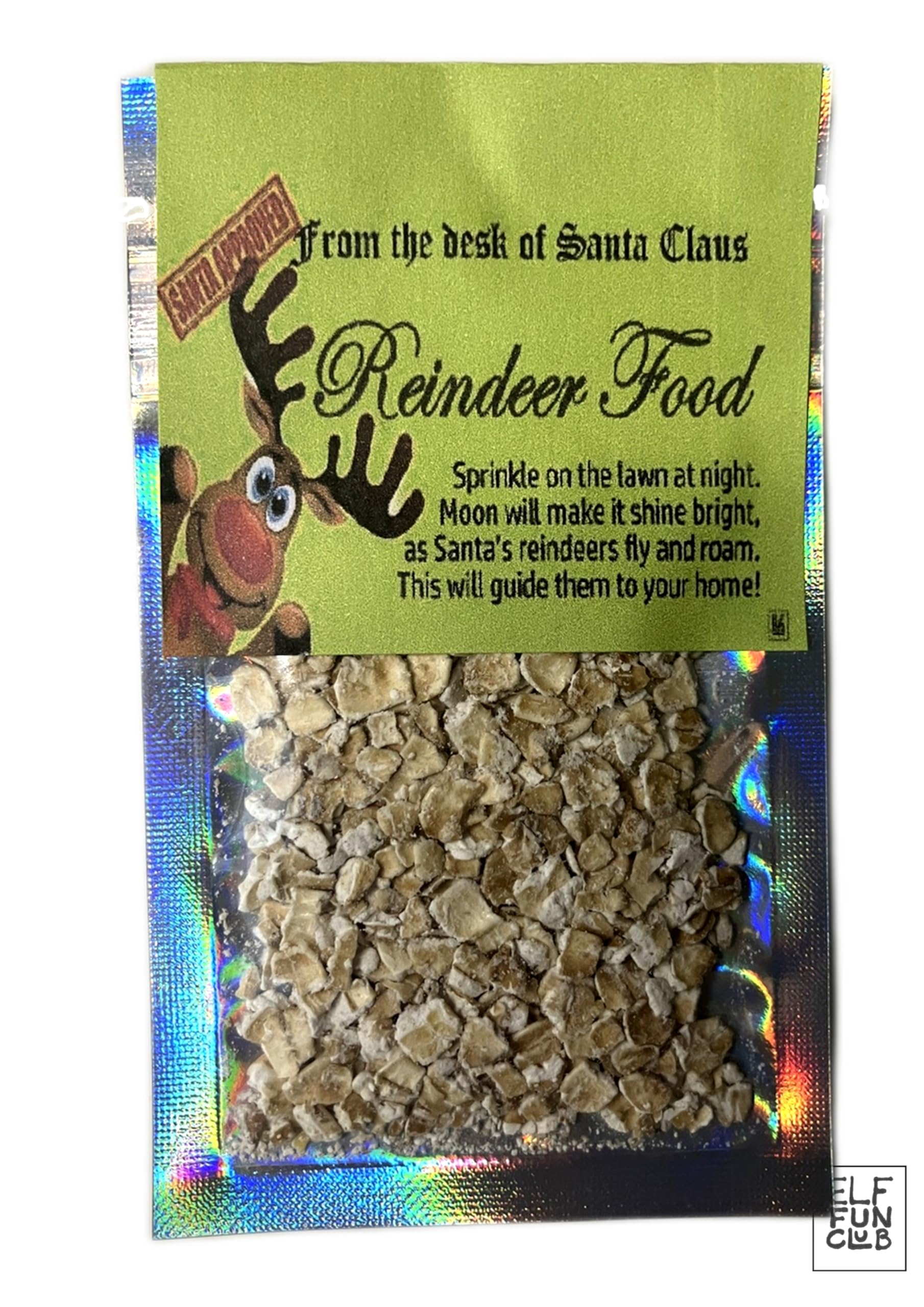 ELF FUN CLUBMagical Reindeer Food - Reindeer Poem - Wildlife Friendly Organic Oats - Christmas Eve Box Filler (DARK GREEN)