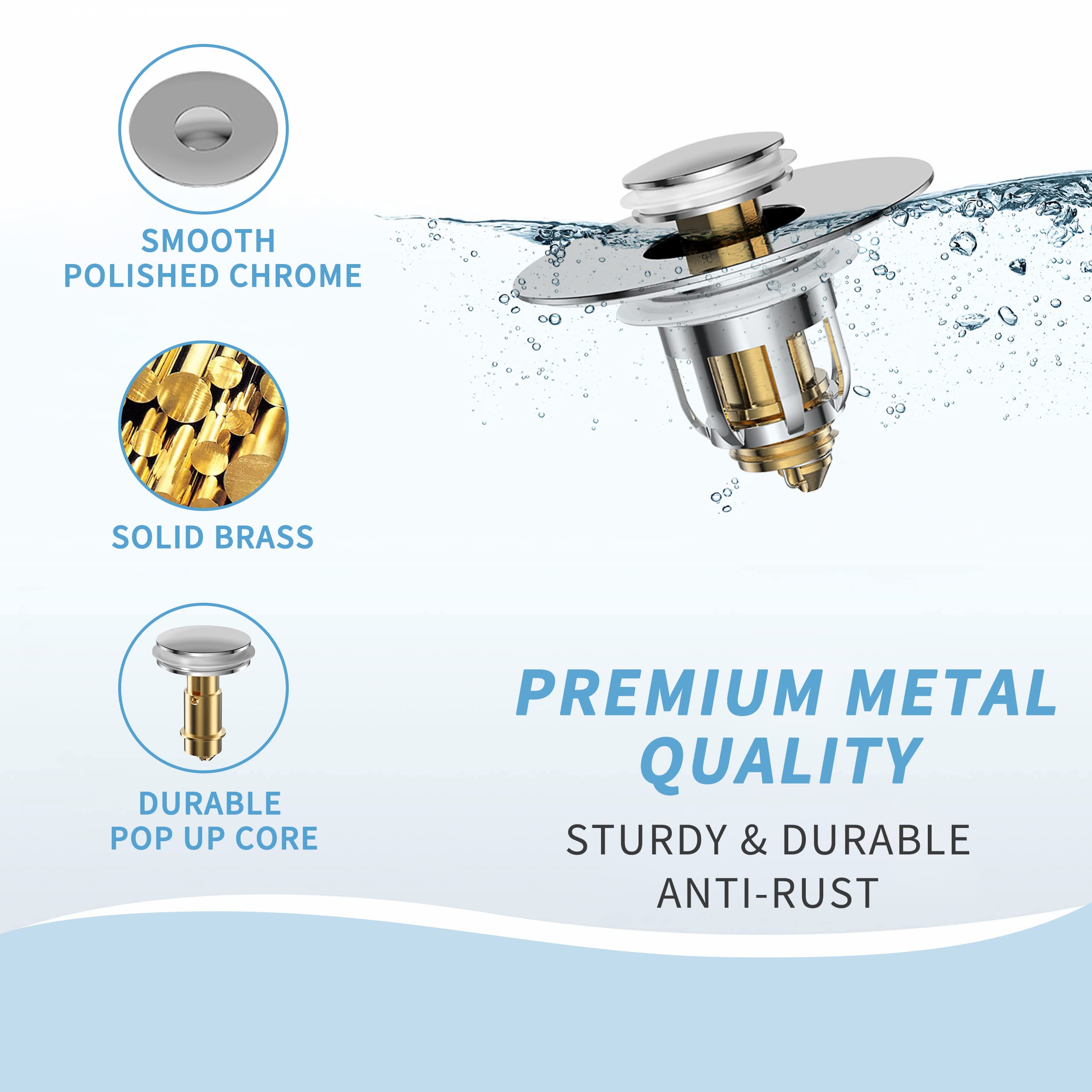 Tappo Universale Per Lavabo Con Cestello Per Capelli, Pop-up In Acciaio Inox, Filtro Anti-intasamento Per Fori Da 2,7 A 4,2 Cm