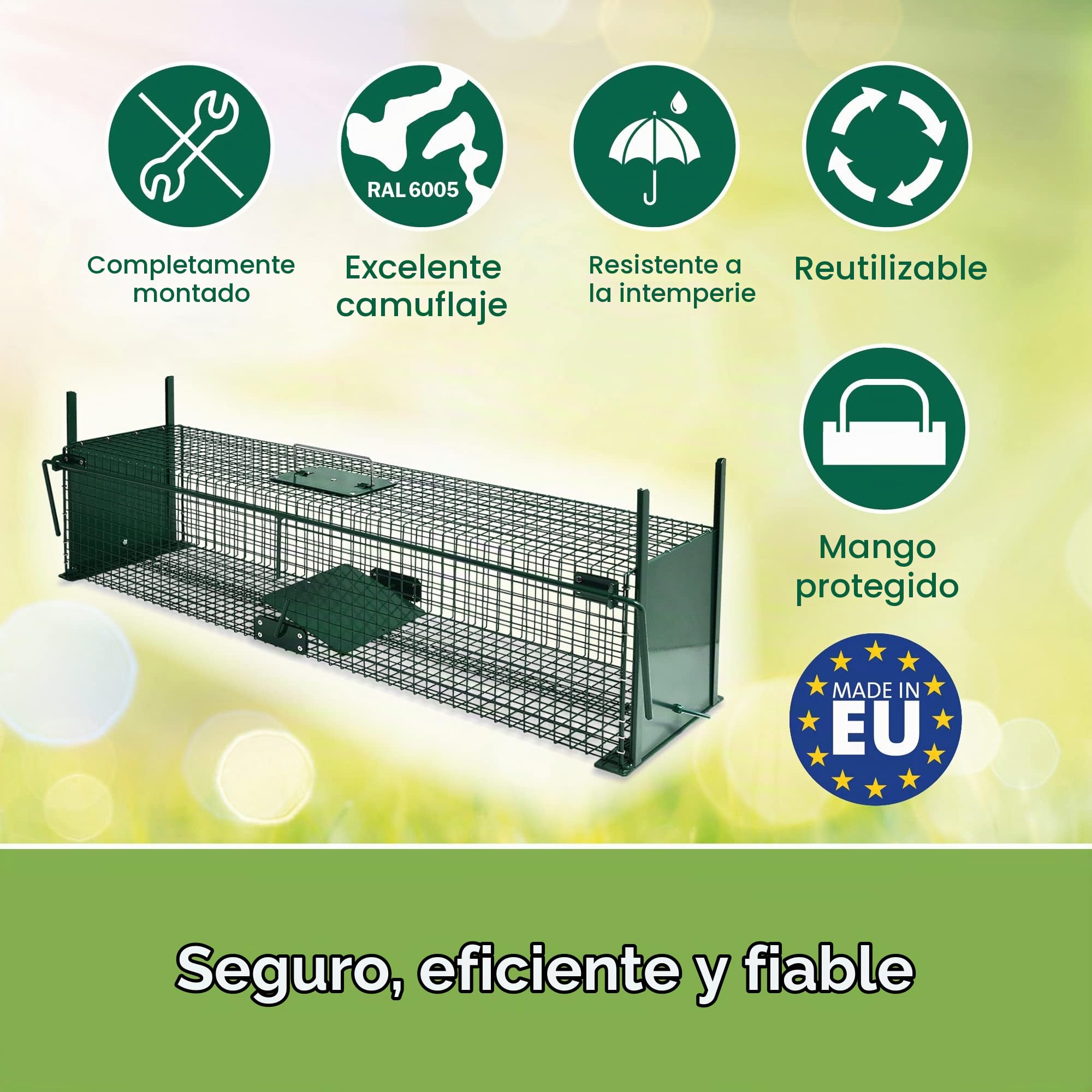 Moorland Trampa Viva XXL para martas con 2 entradas Reutilizable Caja Gatos | 100x25x25cm de animales para zorros estable y respetuosa ratas jaula captura Safe 5007