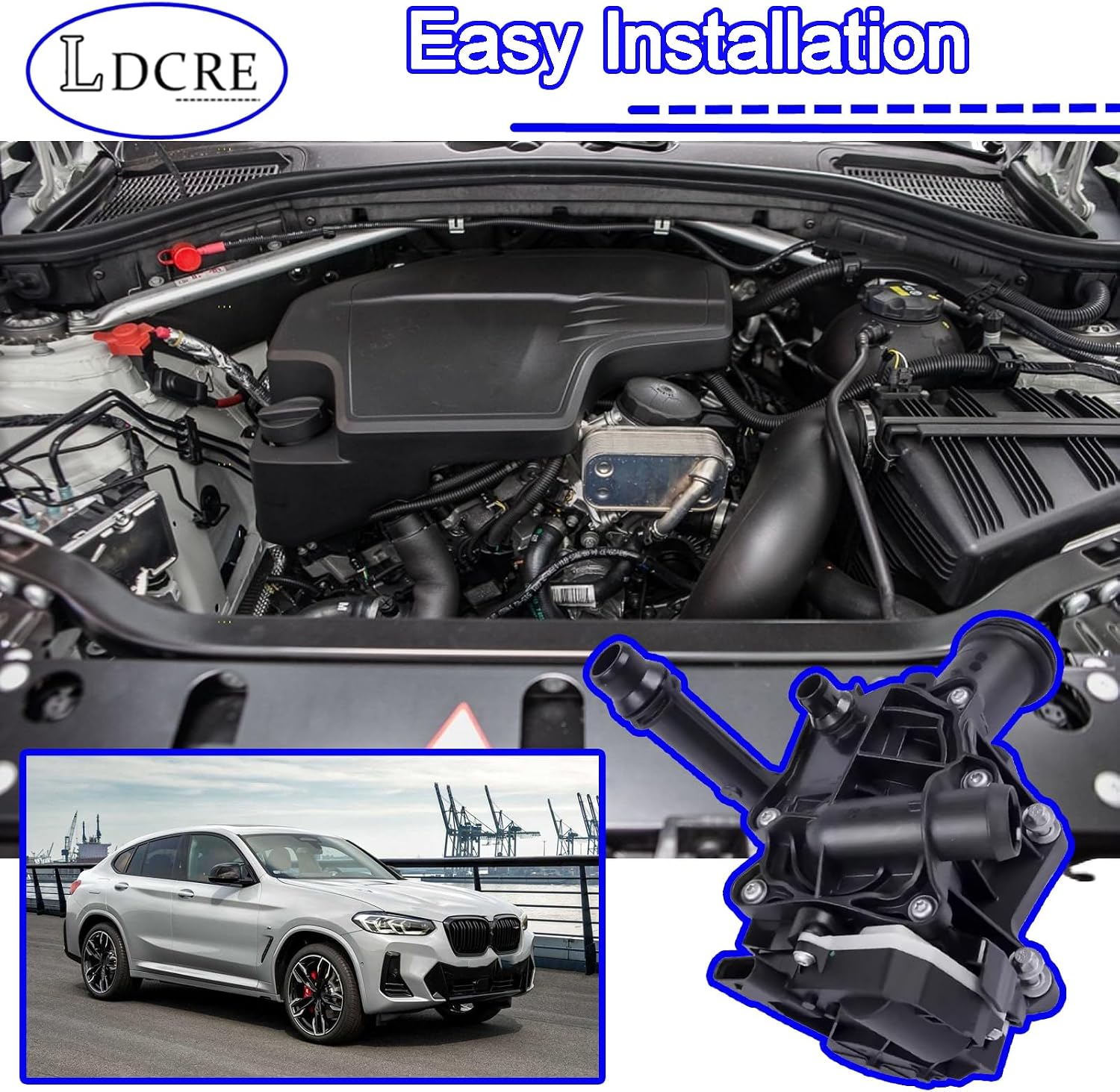 Engine Coolant Thermostat Housing – Replaces 11537642854, 11-53-7-642-854 – Compatible with BMW 340i, 440i, 540i, 740i, M240i, X3, X4 (B58 3.0L, 2016-2021) – Heat Management Module