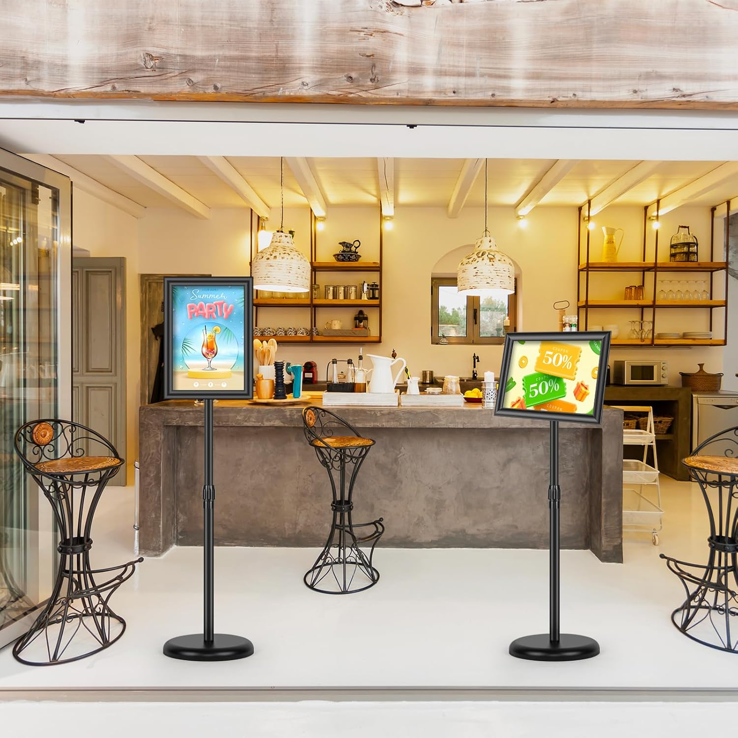 2Pack Sign Holder Display Stand, 8.5x11 inch Adjustable Heavy Duty Base Floor Standing Poster Stand Aluminum Snap Open Frame Horizontal/Vertical Display for Indoor/Outdoor Advertising - Image 3