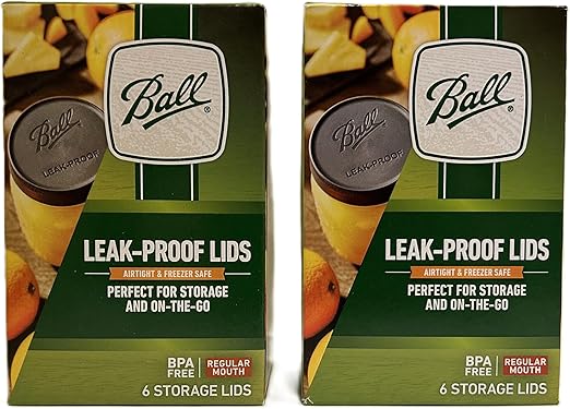Ball Leak-Proof Plastic Lids for Glass Mason Jars, Used for Canning, Pickling, Juice, Jam, Jelly (Regular, 6 Count (Pack of 2))