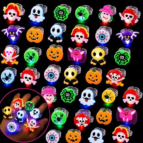 25-Piece Halloween Light-Up Rings for Kids