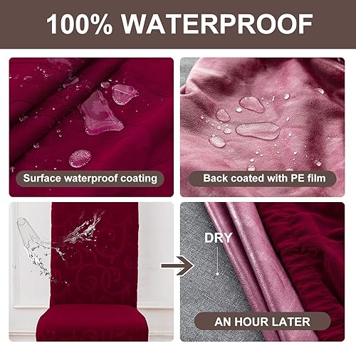 Vista 32 de Genina Fundas impermeables para sillas Parsons de comedor, fundas elásticas para sillas Parsons para comedor, cocina, funda protectora para silla