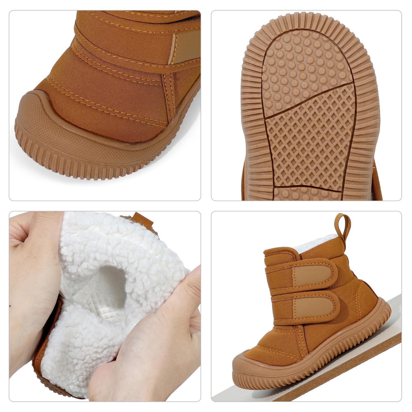 MASOCIO Bottes Bébé Garçon Fille Hiver Bottines Enfant Chaussures Fourrés Peluche Chauds Antidérapant Taille 19-27 EU