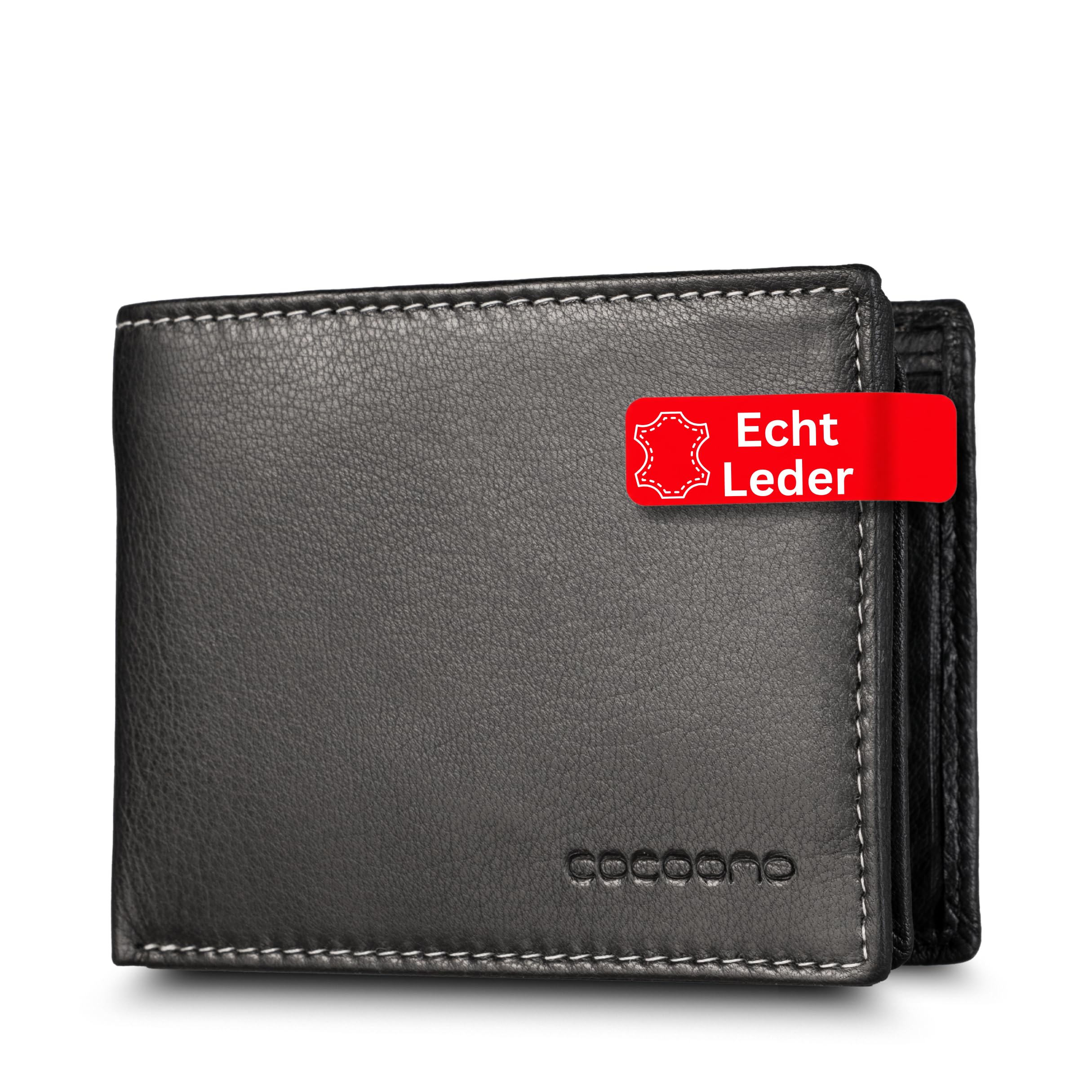 Cocoono Leder Geldbörse Herren mit RFID Schutz I Echtleder Geldbeutel für Männer I Münzbörse Portemonnaie Brieftasche Wallet Portmonee