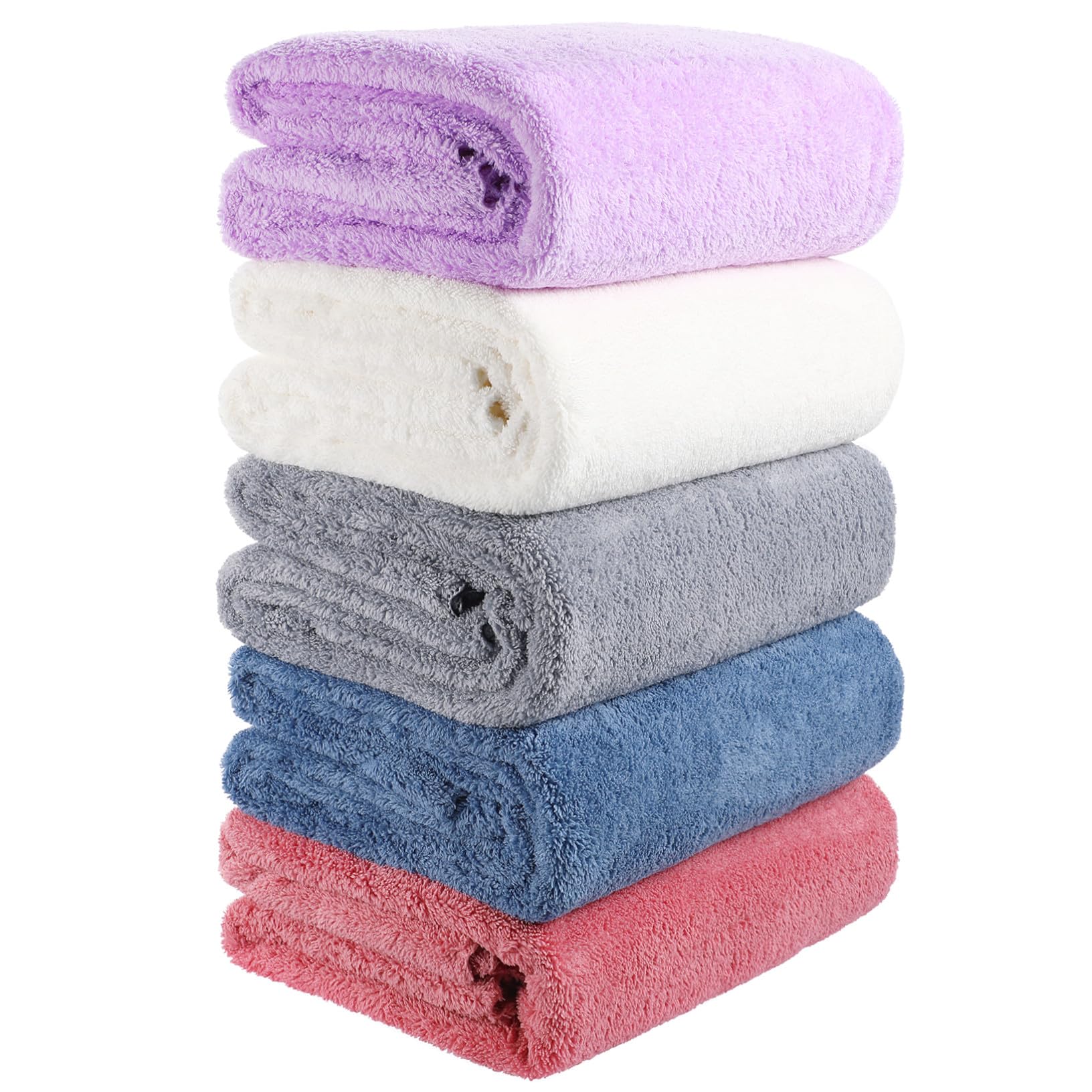 Toallas de baño de microfibra absorbentes, juego de 5 toallas de poliéster y nylon con encaje