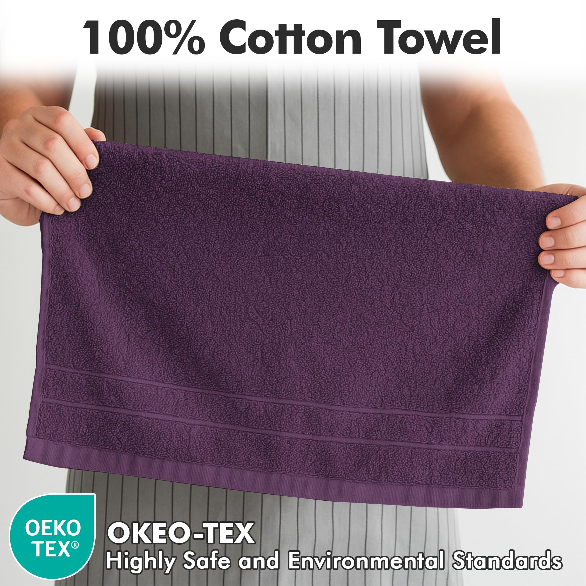 Novo Home Hand Towels for Bathroom, 100% Cotton Soft & Absorbent, Pack of 6 Small Towel (50x85cm) - Image 2