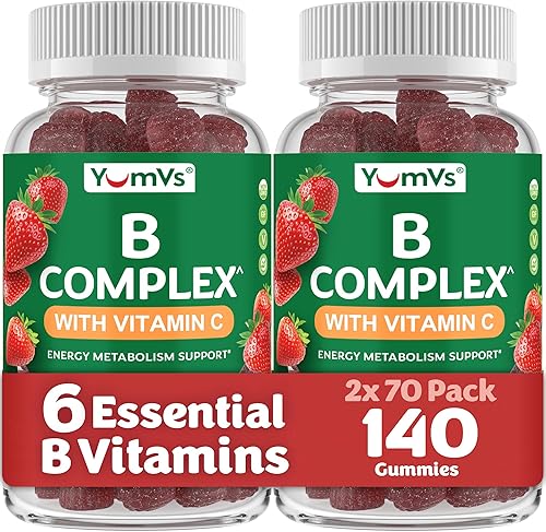 Gomitas de complejo B con vitamina C, gran sabor 1 al día energía y apoyo del sistema nervioso para adultos, veganas, kosher, sin OMG complejo de
