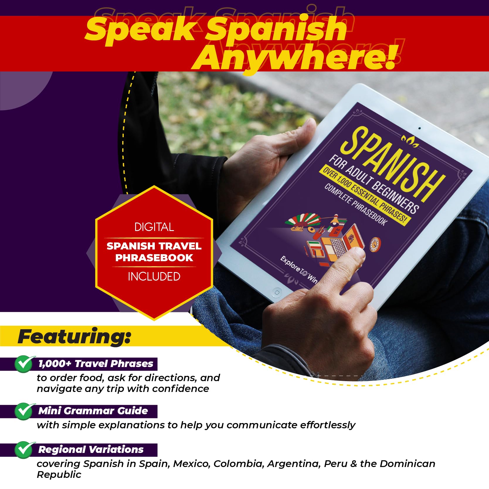 Tarjetas flash en español para adultos principiantes y niños – Aprende más de 100 verbos, palabras y frases para la conversación diaria – Regalo para adultos, viajeros y estudiantes