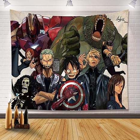 Amazon Co Jp ワンピースルフィ漫画タペストリー 漫画の背景の壁装材 壁布北欧の寝室の部屋のタペストリー Color A Size 100x70cm ホーム キッチン