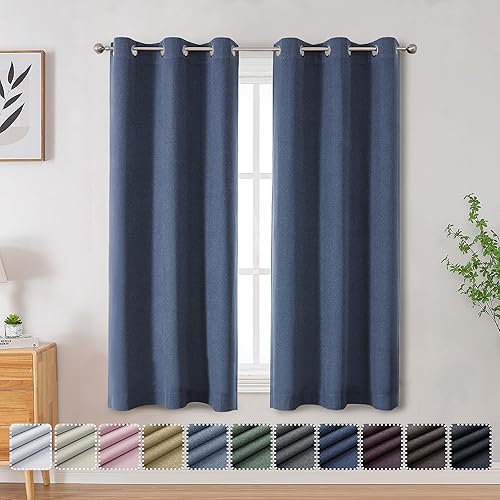 OVZME Rhea Cortinas 100% opacas de 63 pulgadas de largo para dormitorio, cortina de ventana con textura blanca suave al tacto, cortinas de lino