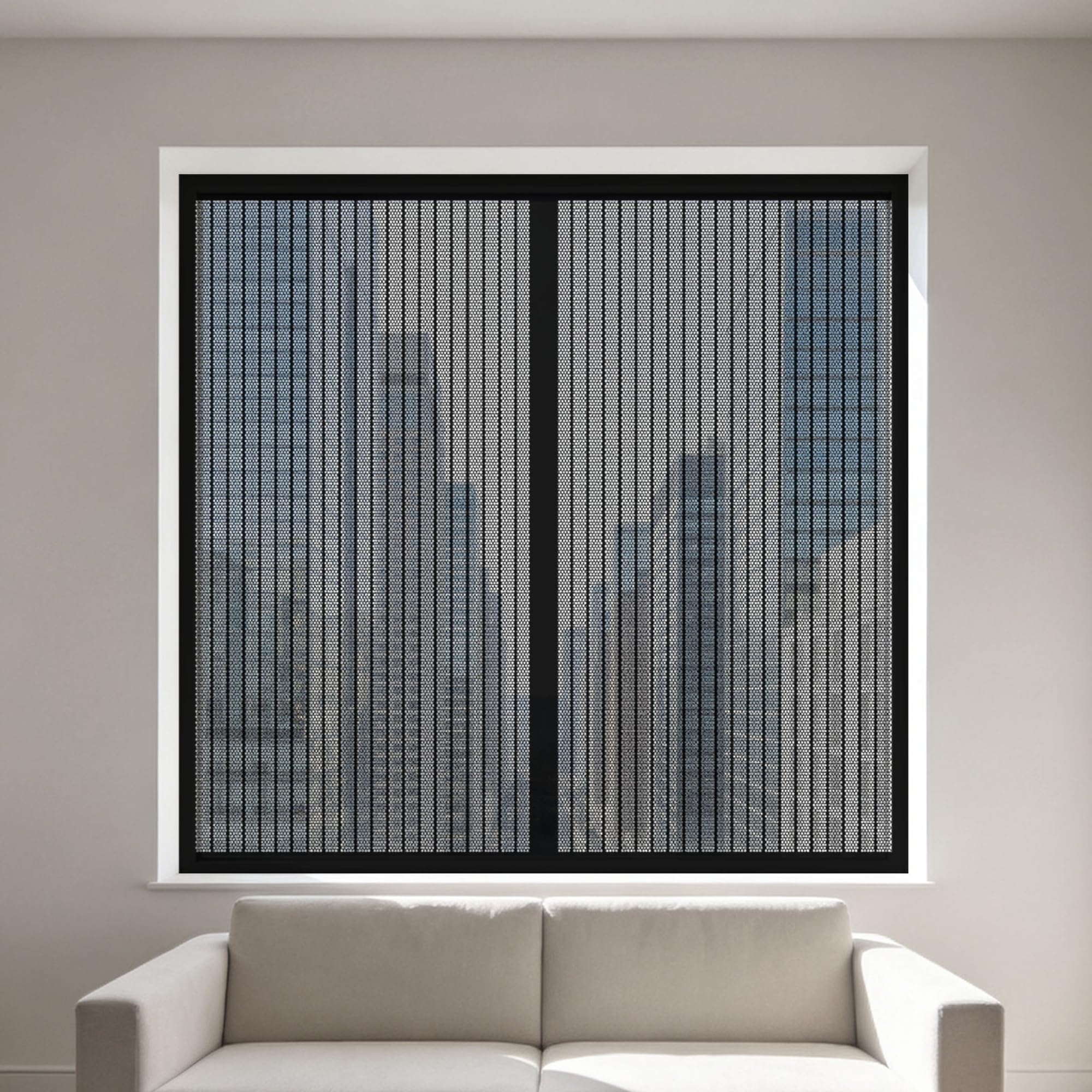 Adjustable Magnetic Fly Screen Window 135 x 165 cm Selfadhesive Tape Fly Screen for Window Easy Install for Windows Doors and Patio Screens, Black