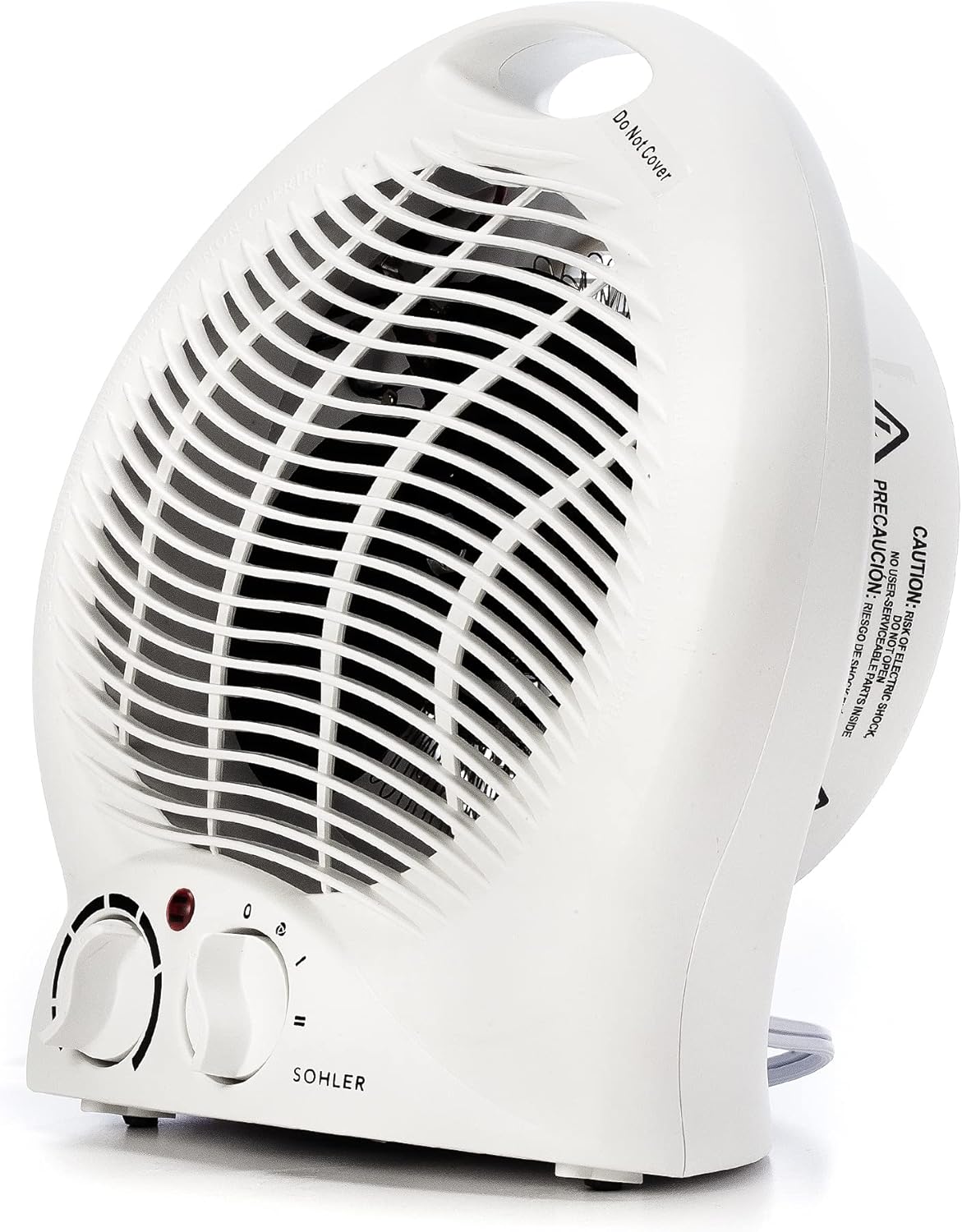 Sohler Portable Electric 1500W Fan Heater with Adjustable Thermostat, Overheat and Tip-Over Protection, ETL Certified, Ideal for Home & Office, White