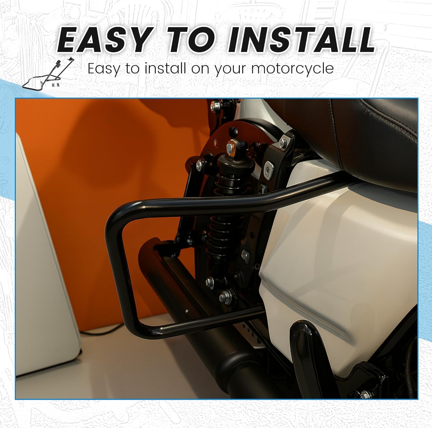 ECOTRIC Saddlebag Bracket Guard Bars Compatible with 2014-2024 Harley Davidson Touring Street Road Glide FLH Saddle Bags Guard Mount Black - Image 8