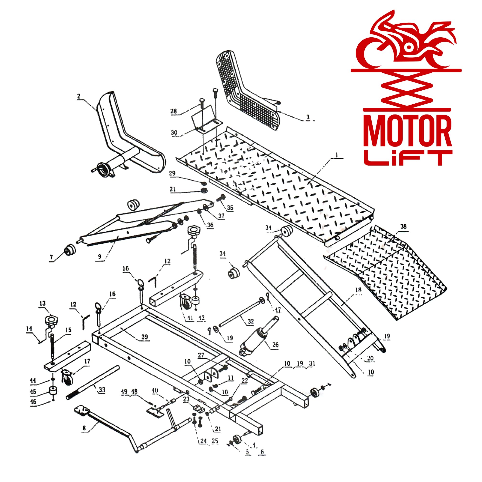 MotorLift450 - Rampa de montaje para moto, 450 kg, hidráulica