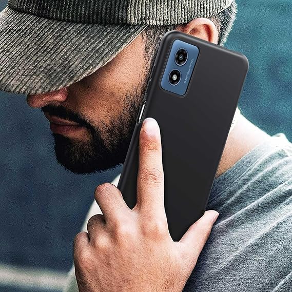 Compatible for Motorola Moto G 5G 2024 Phone Case with Screen Protector, Soft TPU Silicone Case Shockproof Non-Slip Camera Protective Case Slim Cover, Black