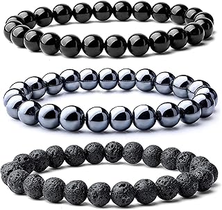 Hot And Bold Natural Reiki Feng Shui Triple Protection Gem Stone Crystal Beads Combo Multi Layered Bracelets. Unisex.