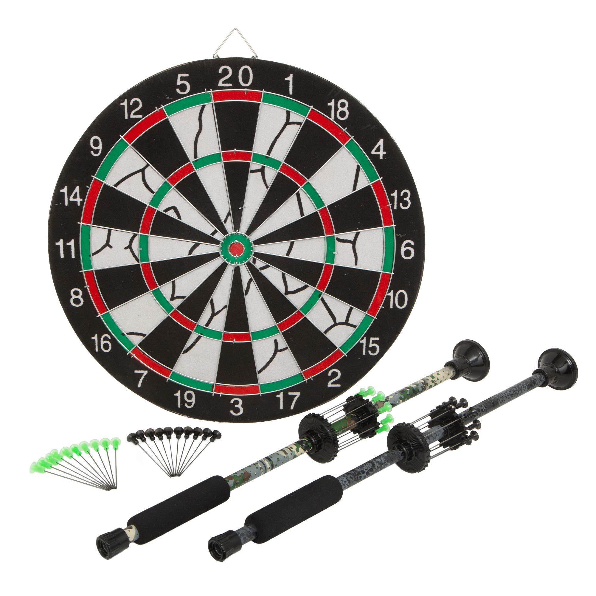 Black Rhino 2 Piece Blowgun and Dart Board Game Set - Double-Sided Dart Board with Color-Coded Blow Darts, Shooting Fun for Family and Friends