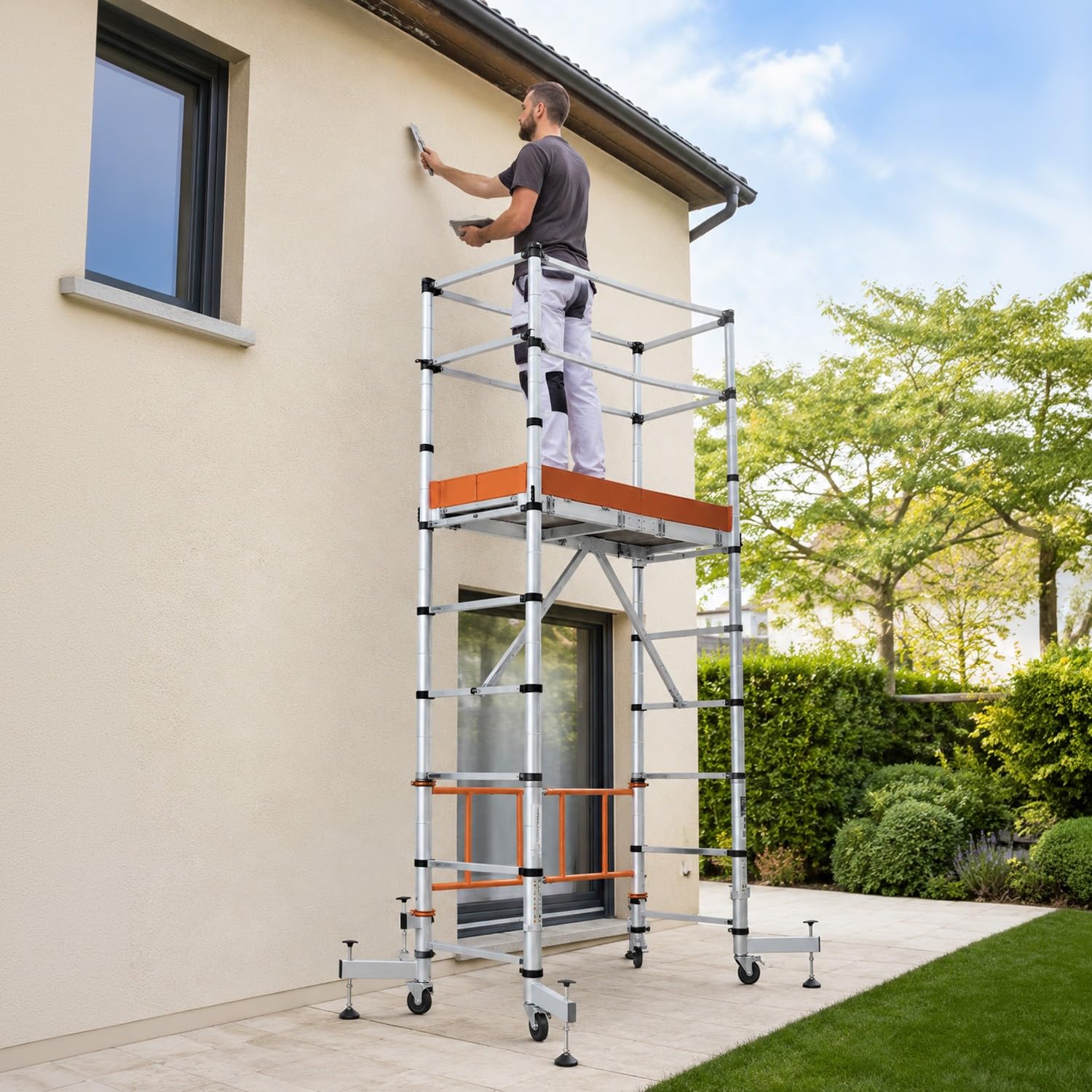 Elevate Echafaudage en Aluminium Hauteur de Travail 3 m 10 marches