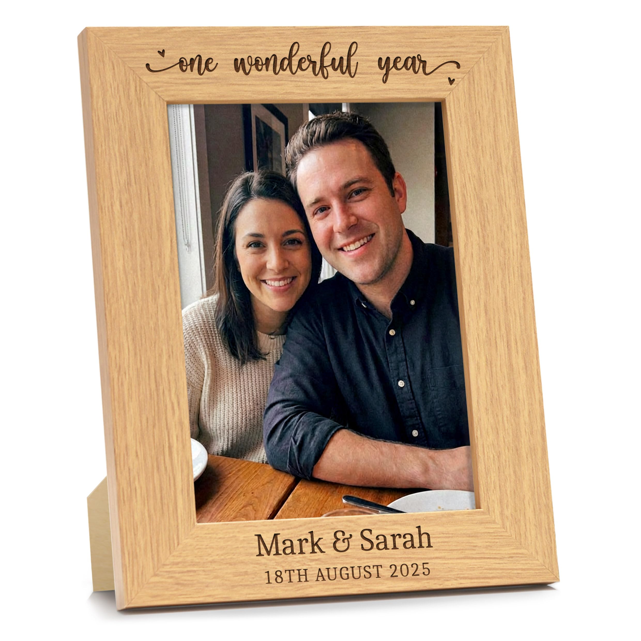 Beecreative 1st Anniversary Wedding Gift, Personalised One Year Photo Frame