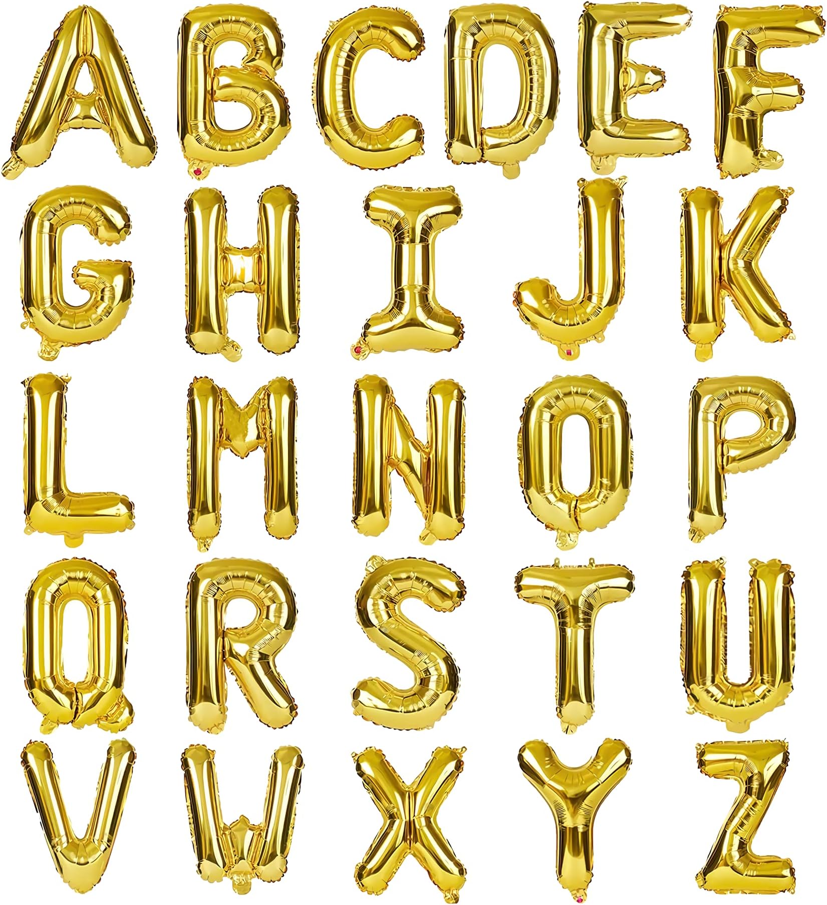 LIOZEOKUN Letter Balloons 16 Inch Mylar Foil Alphabet Letter A-Z Balloons Set for Wedding Birthday Party Decoration Banner Custom Phrase 26 Pieces (Gold)
